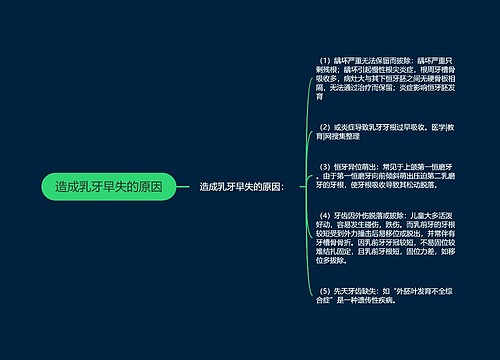 造成乳牙早失的原因