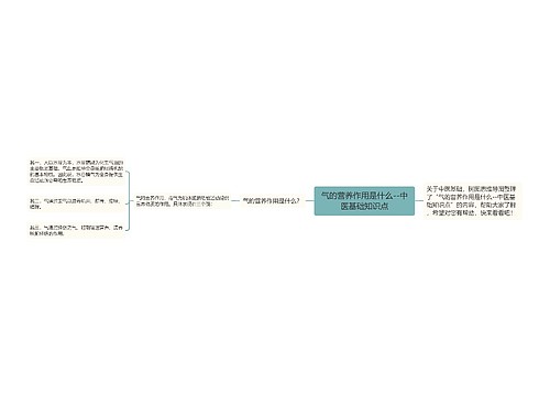 气的营养作用是什么--中医基础知识点