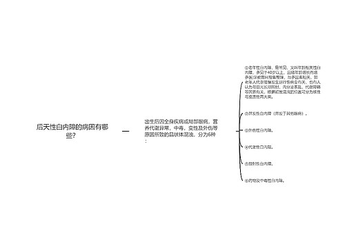 后天性白内障的病因有哪些？