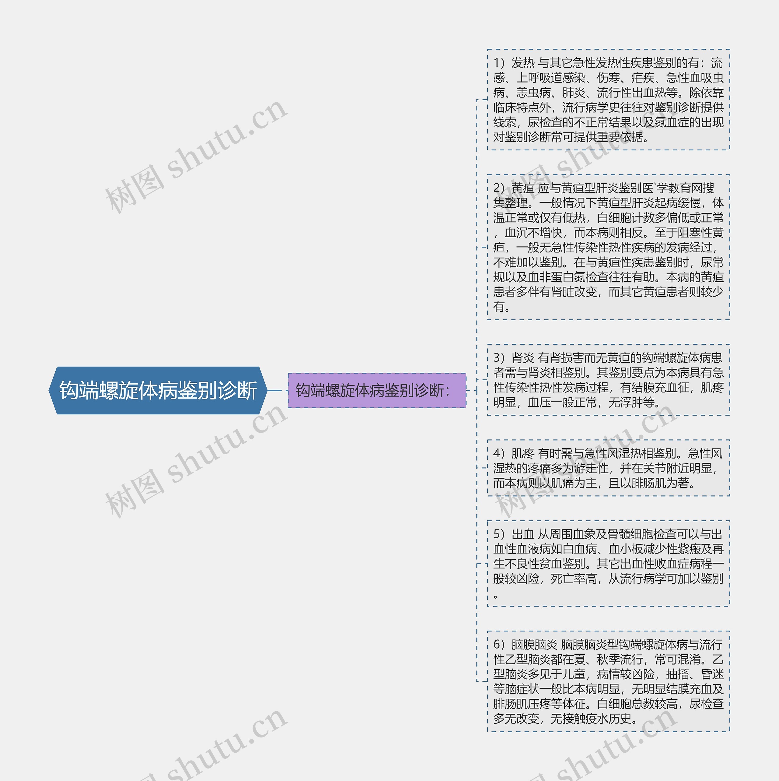 钩端螺旋体病鉴别诊断思维导图