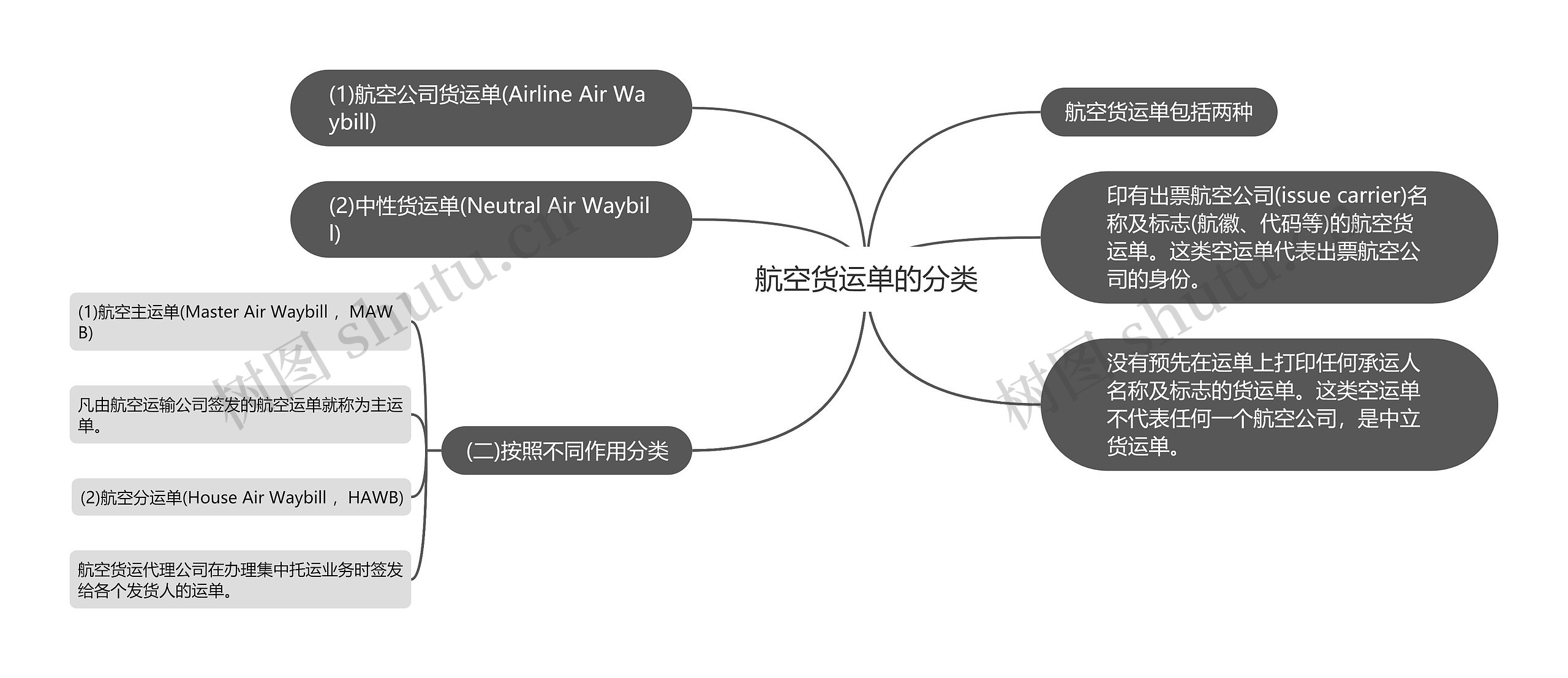 航空货运单的分类思维导图