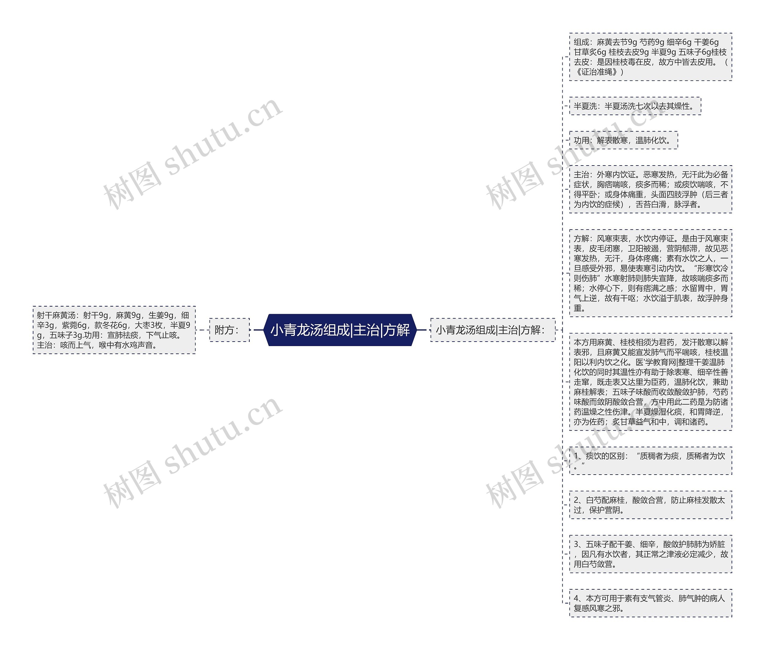 小青龙汤组成|主治|方解思维导图