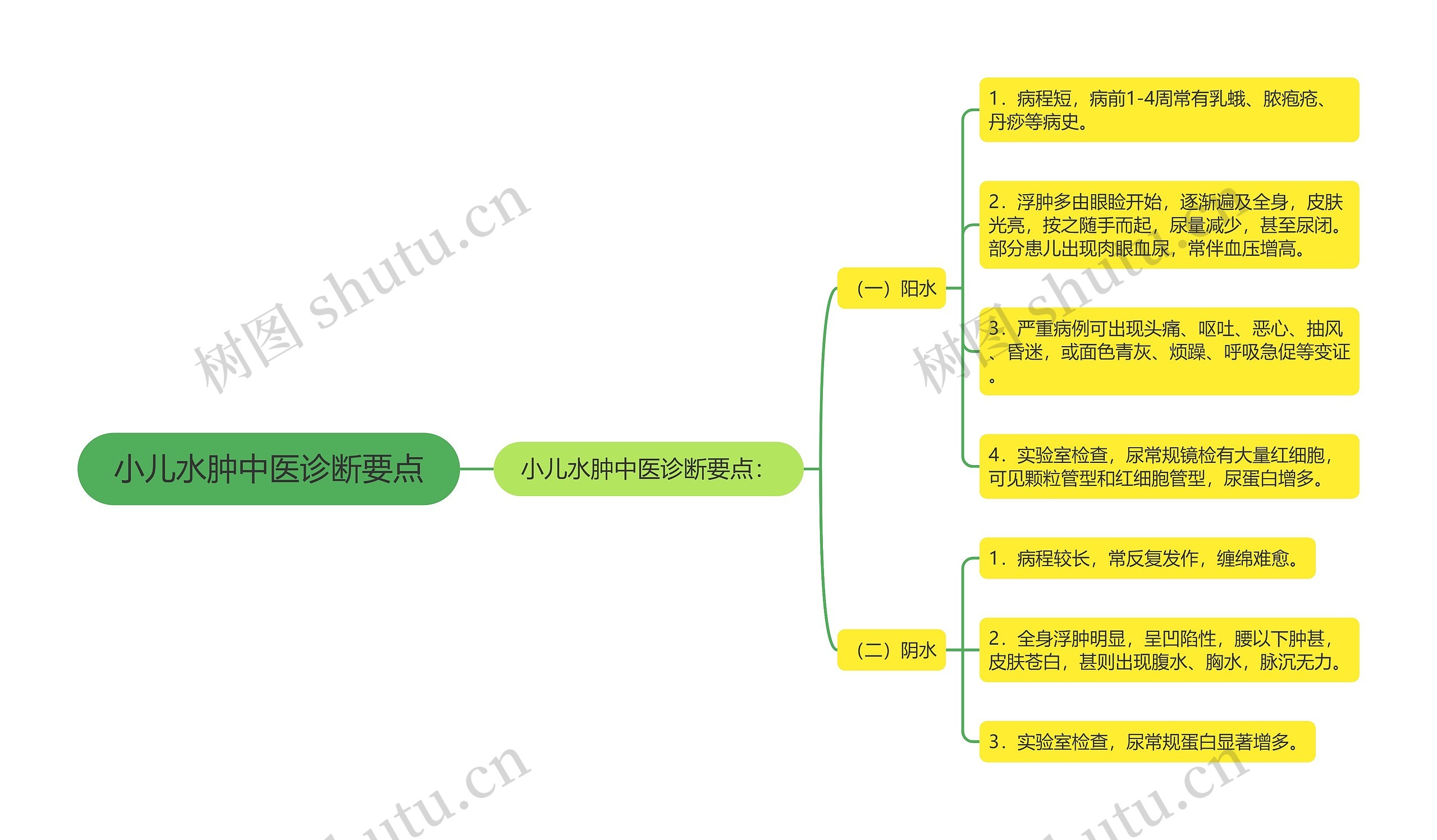 小儿水肿中医诊断要点思维导图