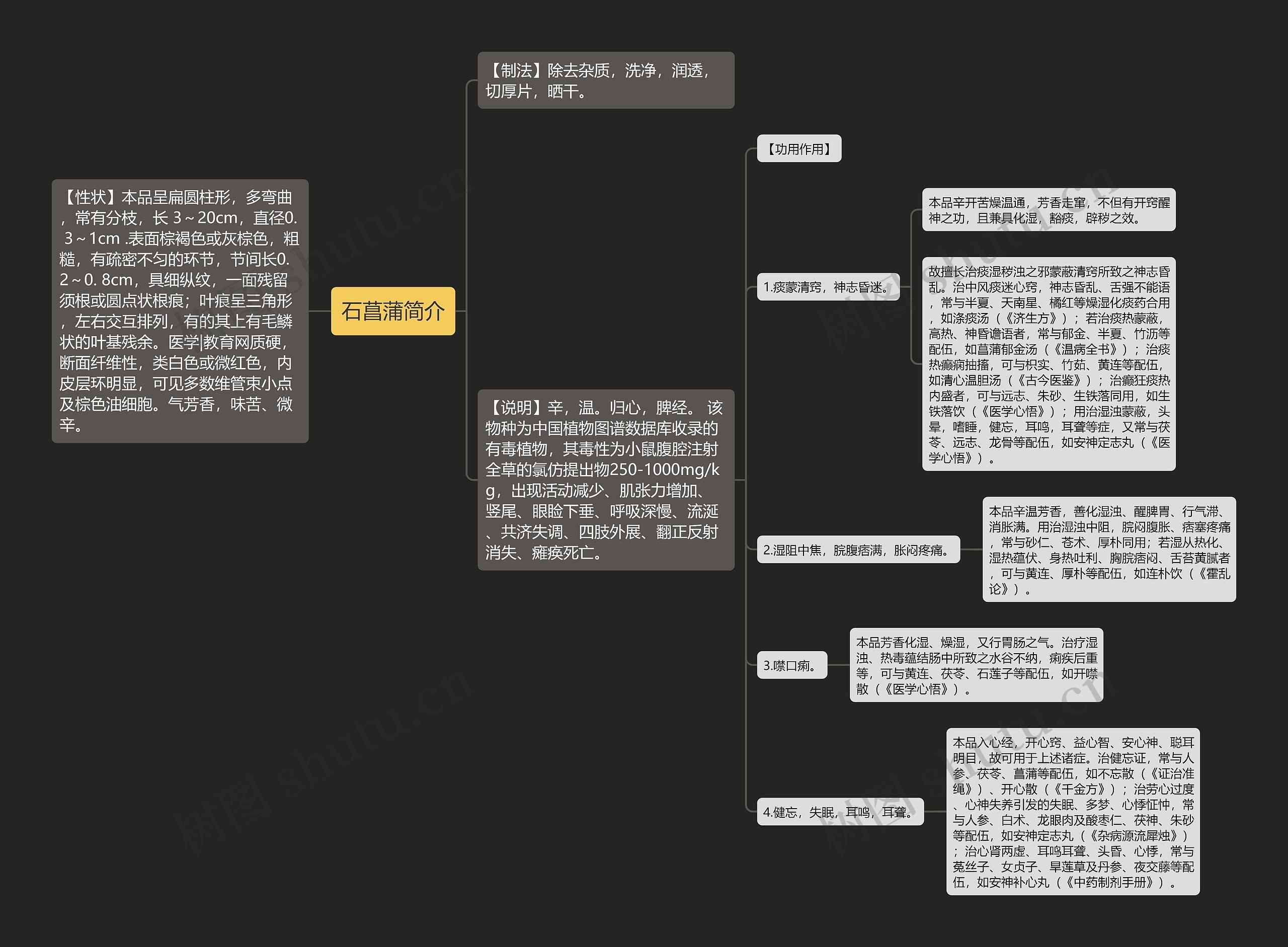石菖蒲简介思维导图