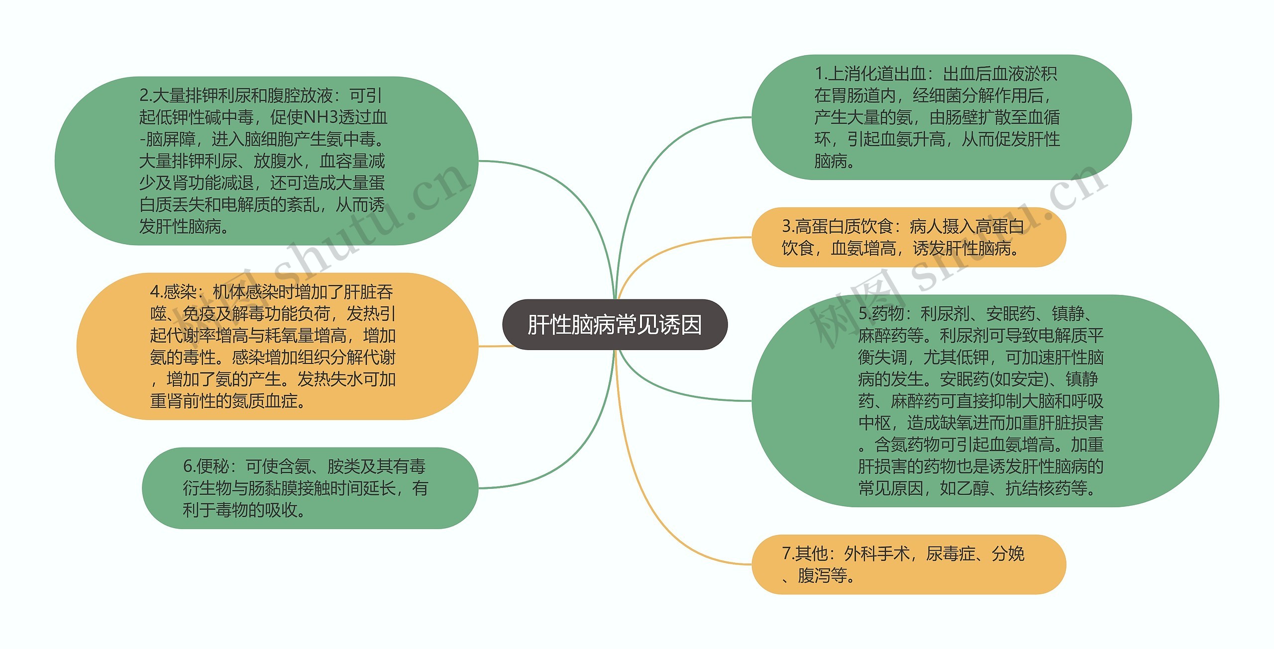 肝性脑病常见诱因思维导图