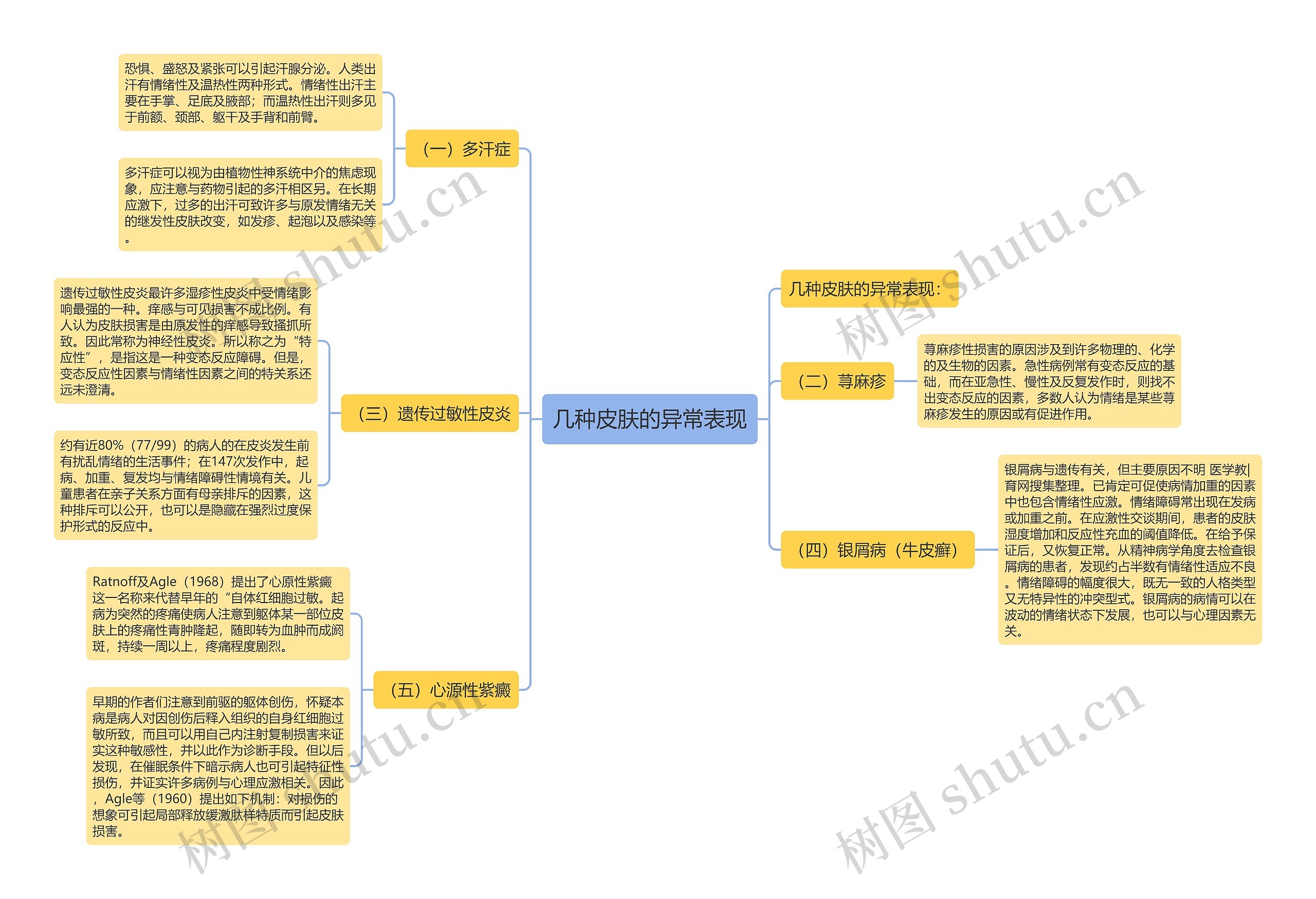 几种皮肤的异常表现思维导图