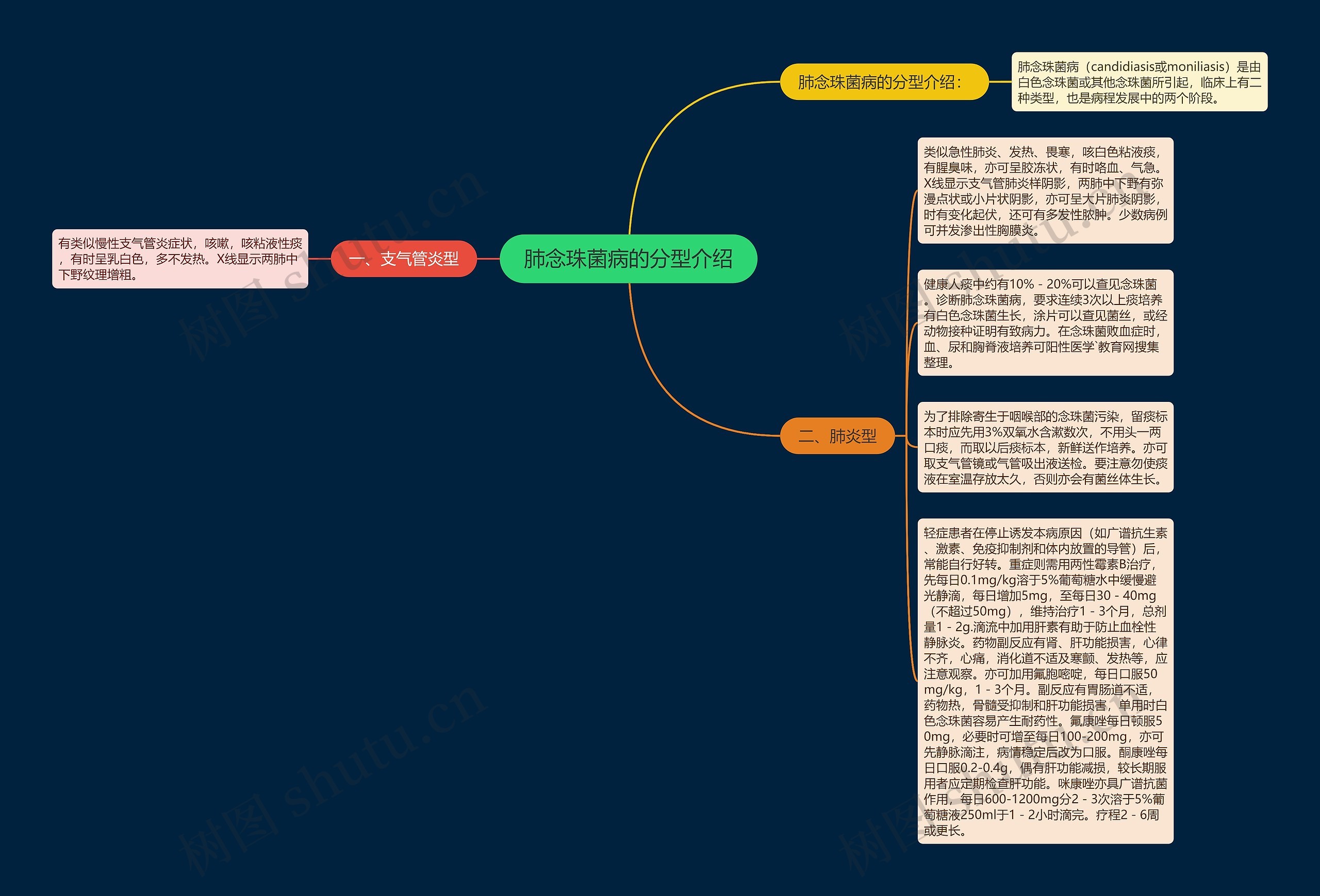 肺念珠菌病的分型介绍思维导图