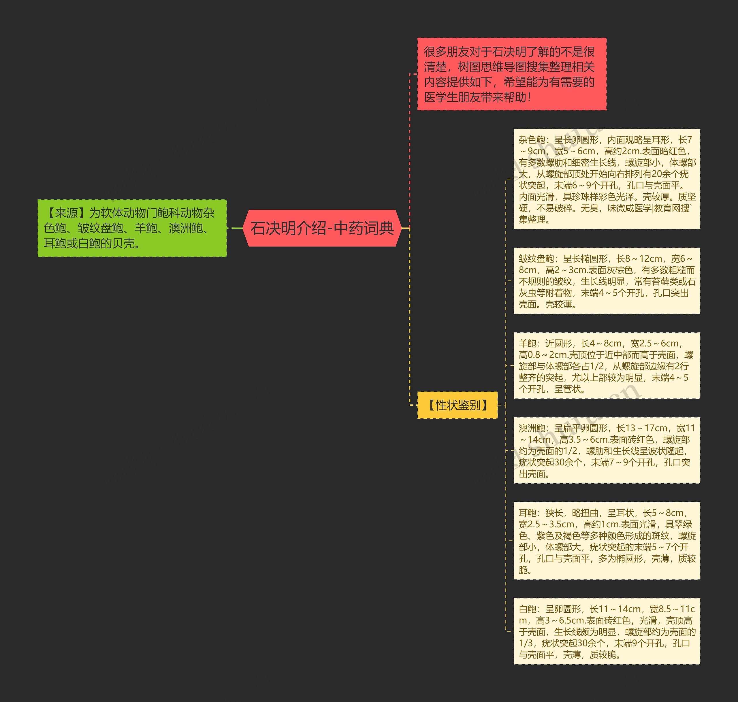 石决明介绍-中药词典思维导图