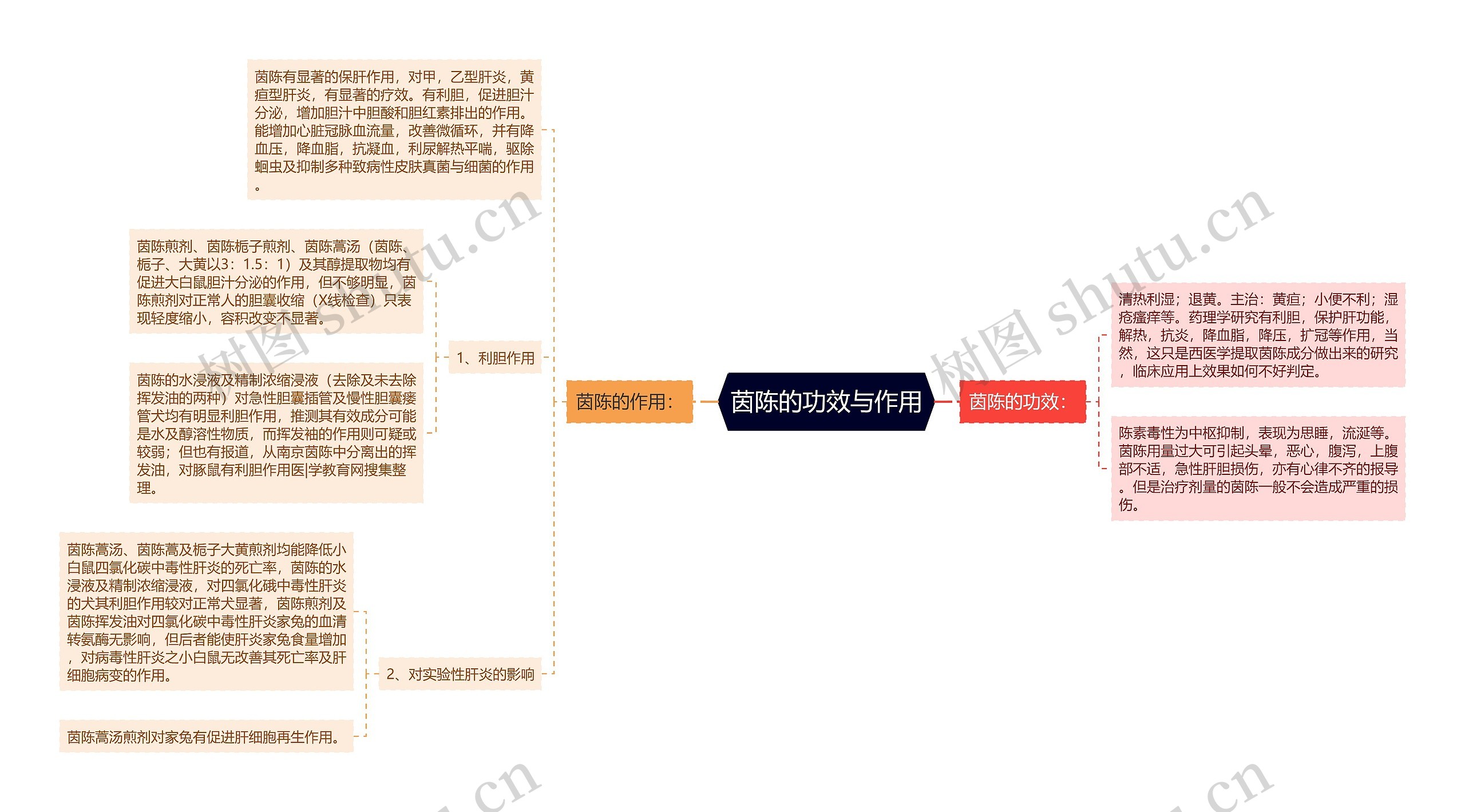 茵陈的功效与作用思维导图