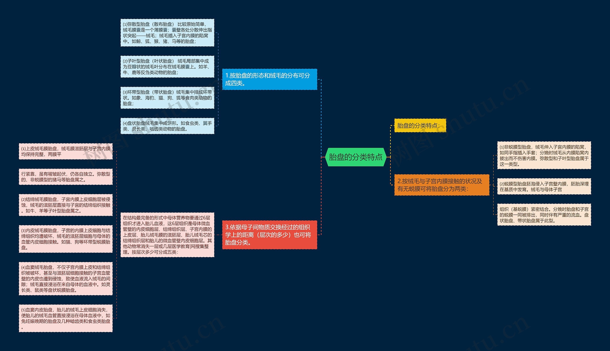 胎盘的分类特点思维导图