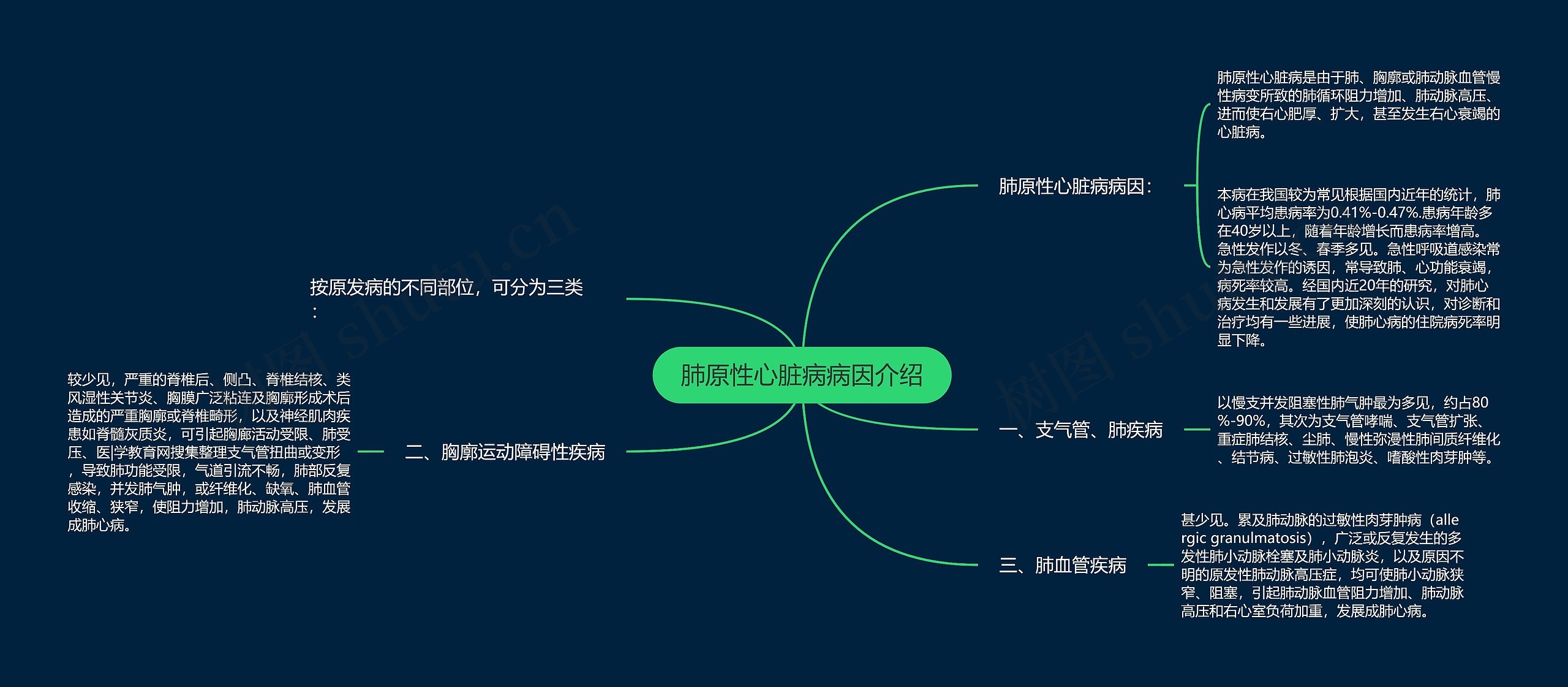 肺原性心脏病病因介绍思维导图