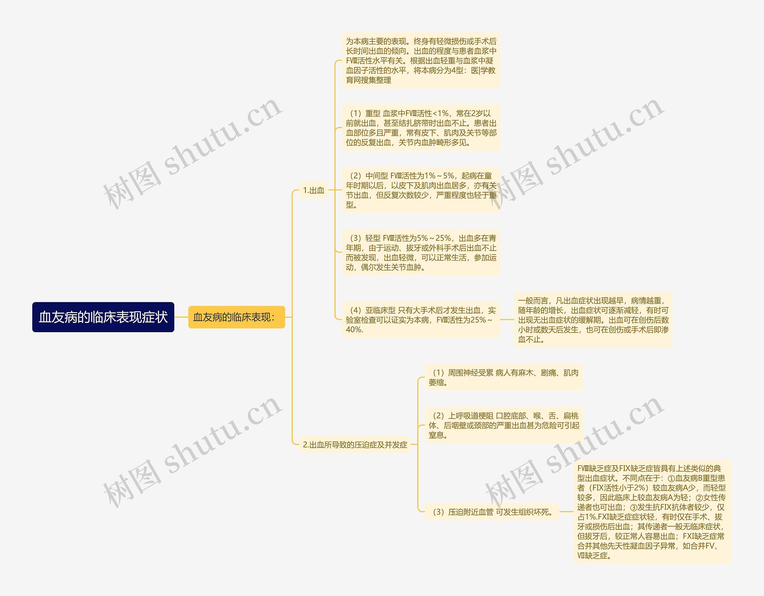 血友病的临床表现症状思维导图