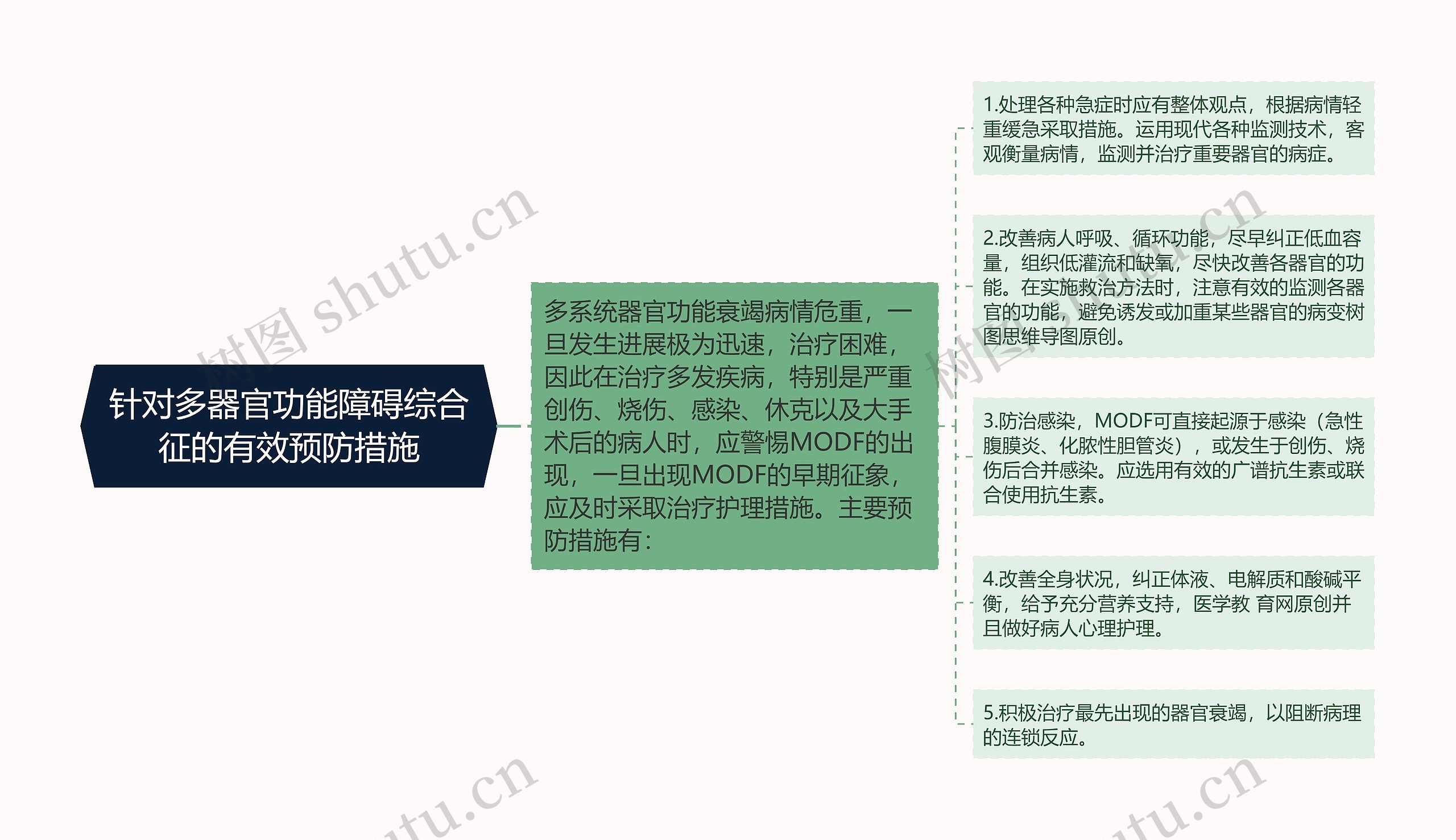 针对多器官功能障碍综合征的有效预防措施思维导图