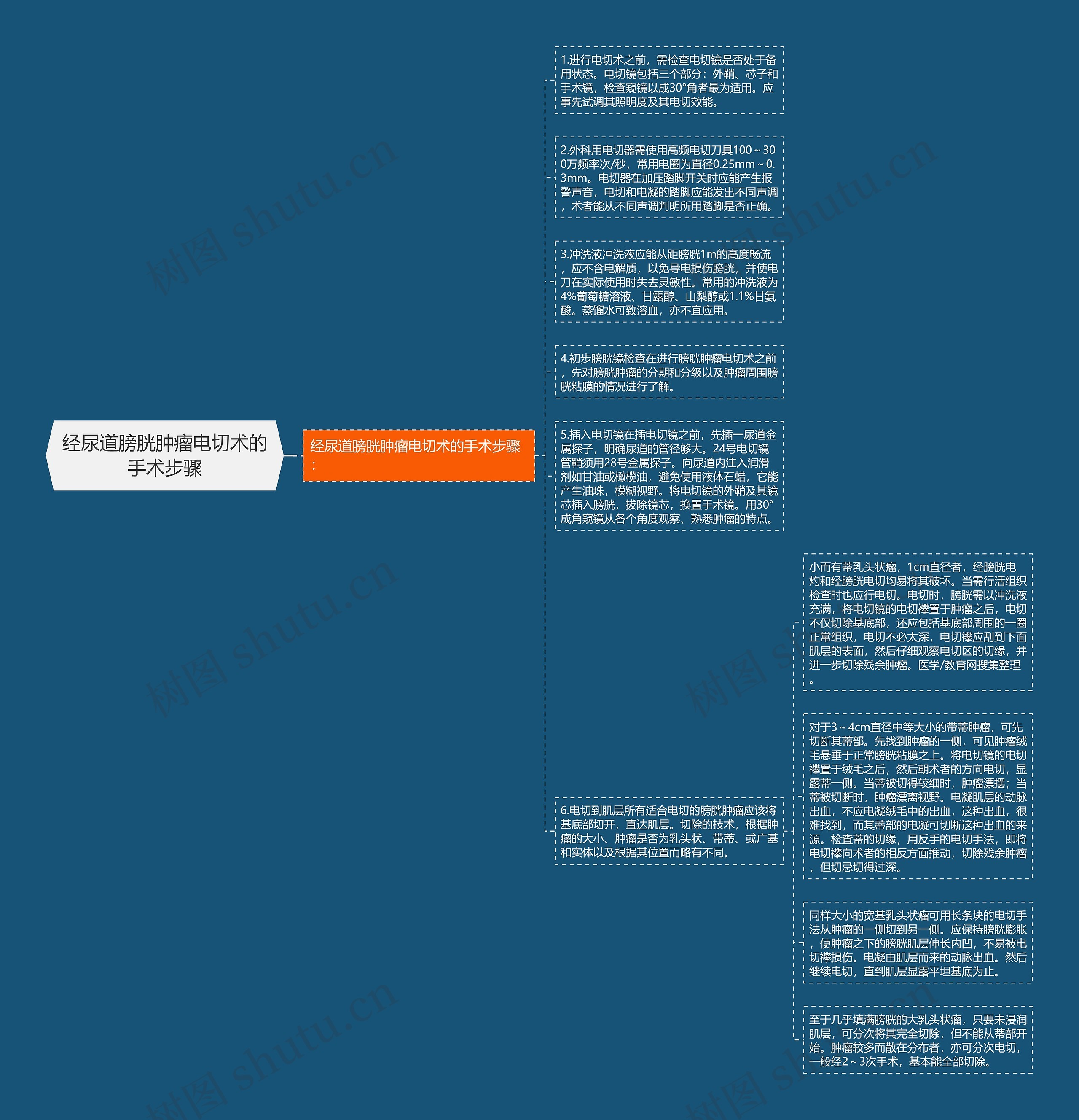 经尿道膀胱肿瘤电切术的手术步骤思维导图