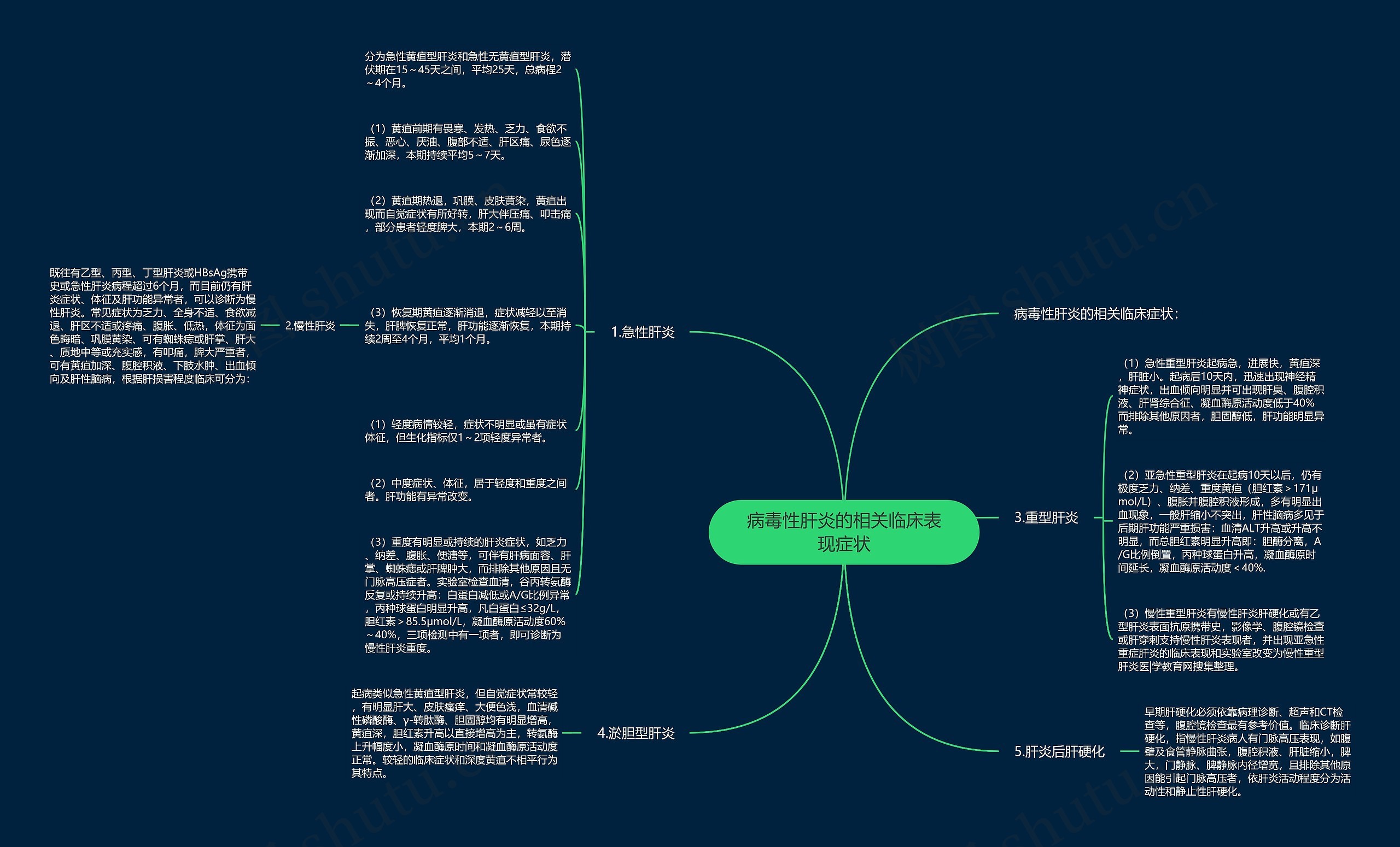 病毒性肝炎的相关临床表现症状思维导图