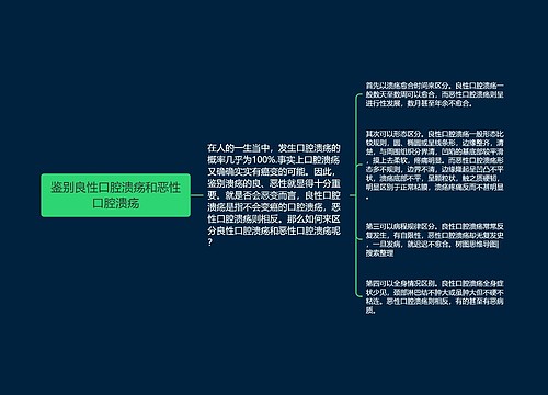 鉴别良性口腔溃疡和恶性口腔溃疡