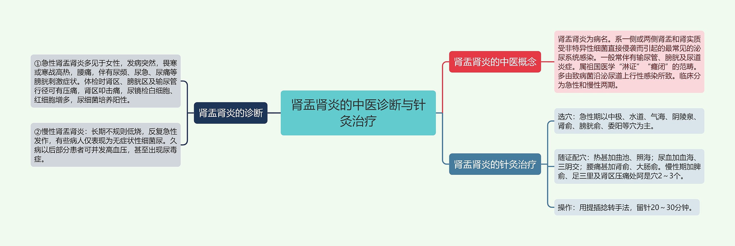 肾盂肾炎的中医诊断与针灸治疗思维导图