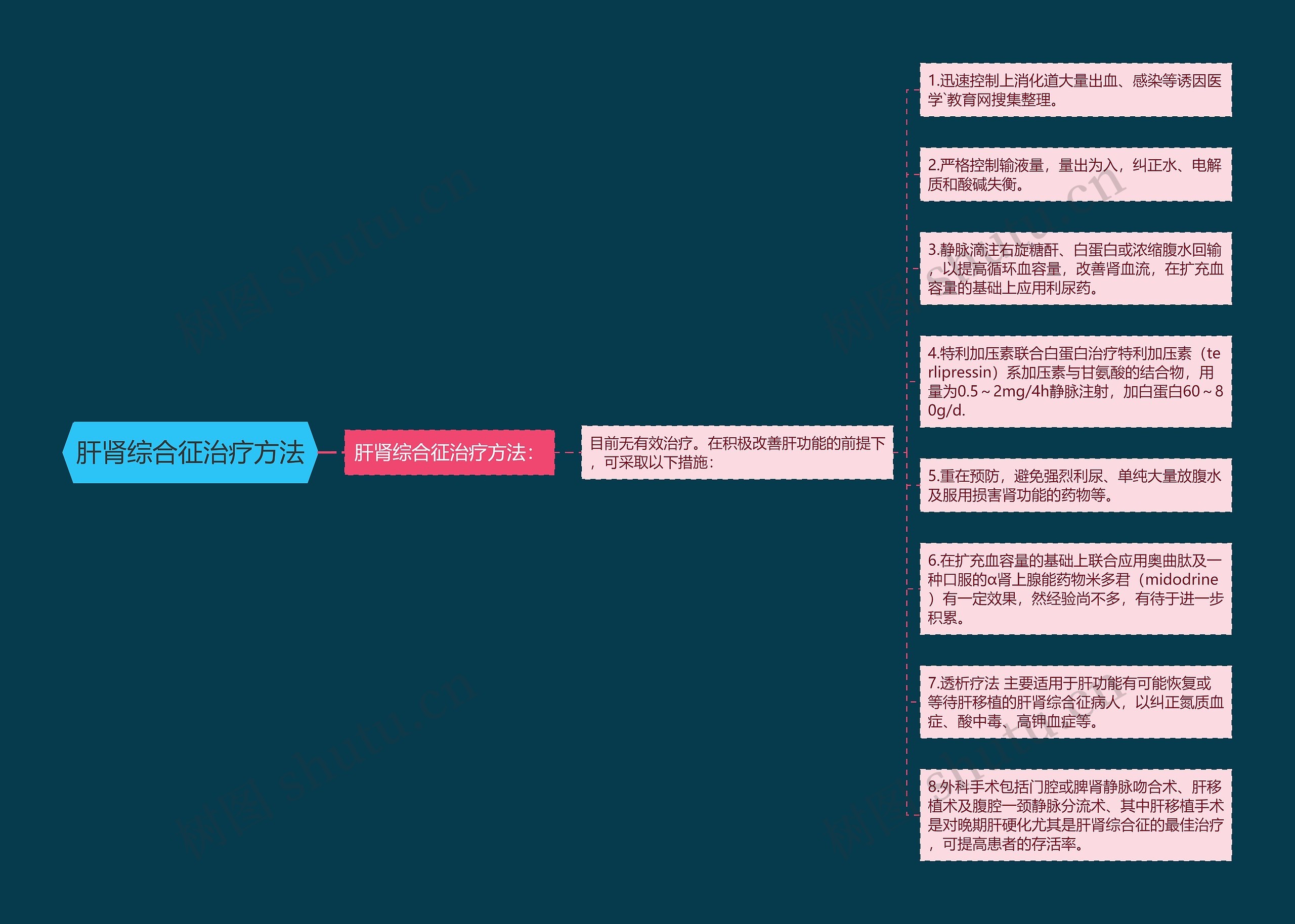 肝肾综合征治疗方法思维导图
