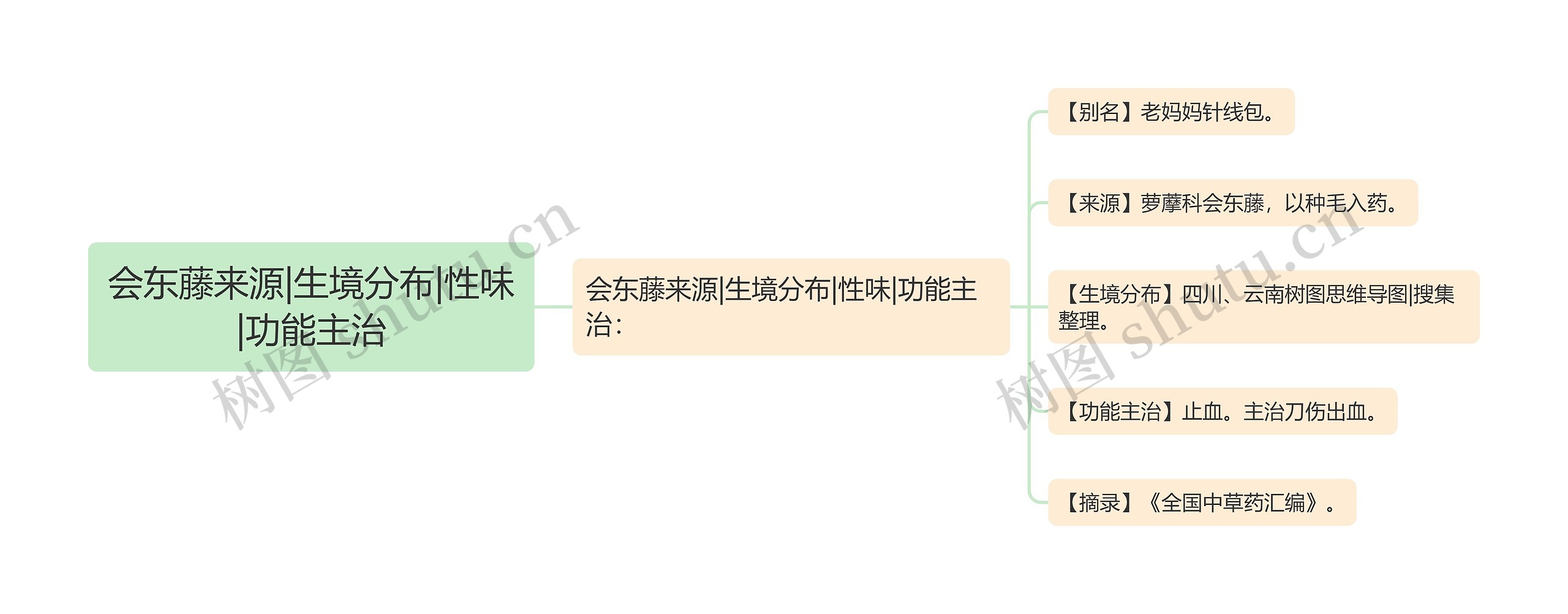 会东藤来源|生境分布|性味|功能主治思维导图