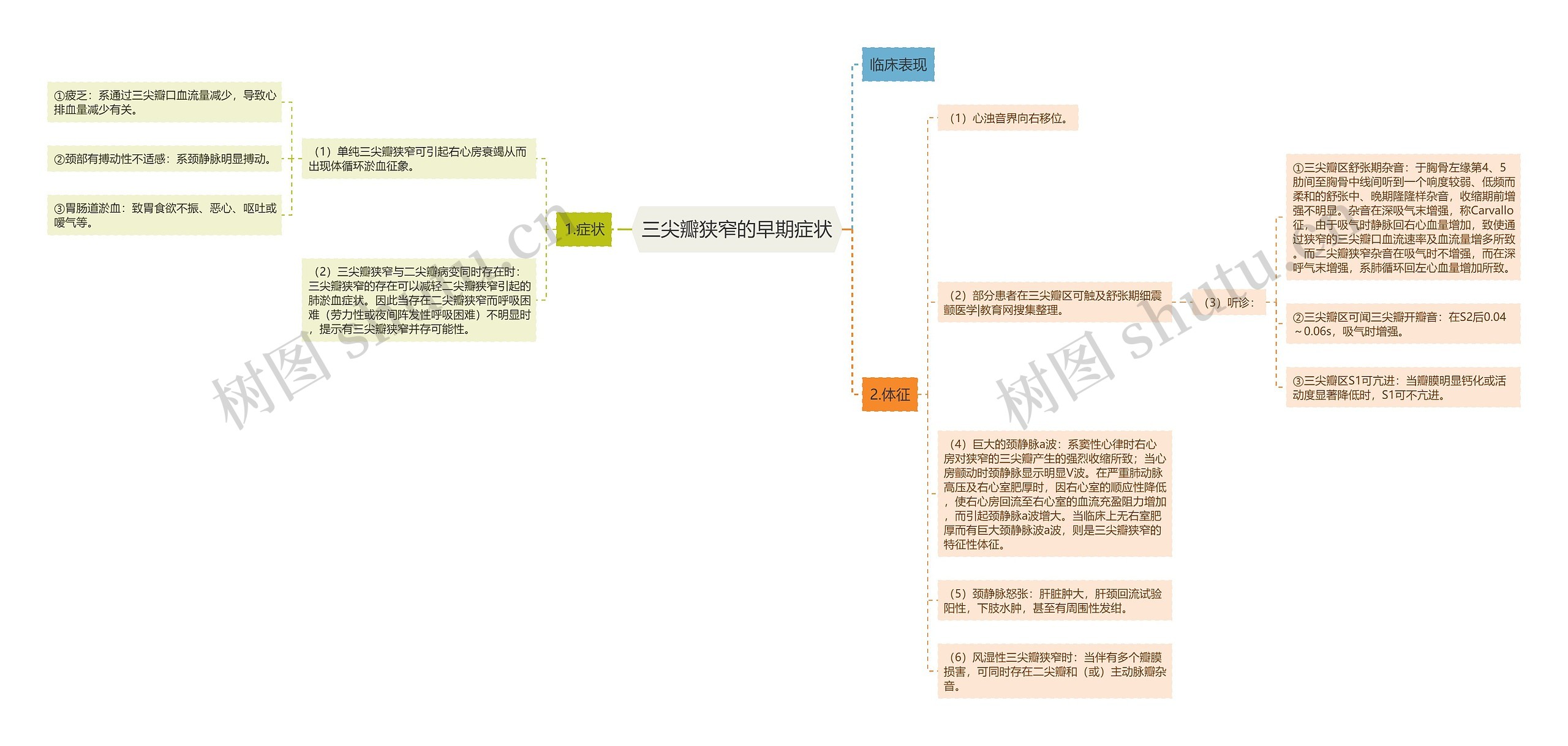 三尖瓣狭窄的早期症状思维导图