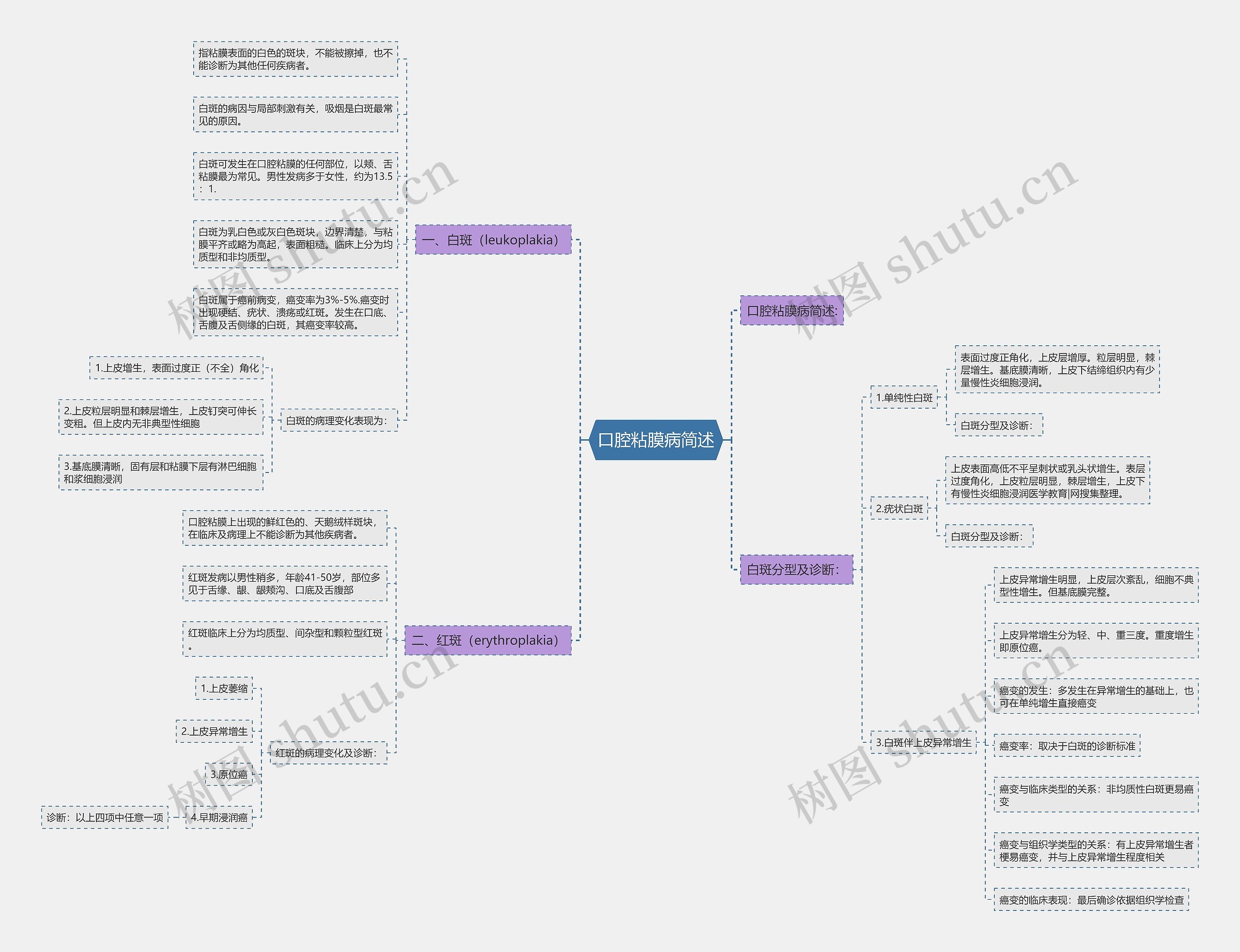 口腔粘膜病简述思维导图