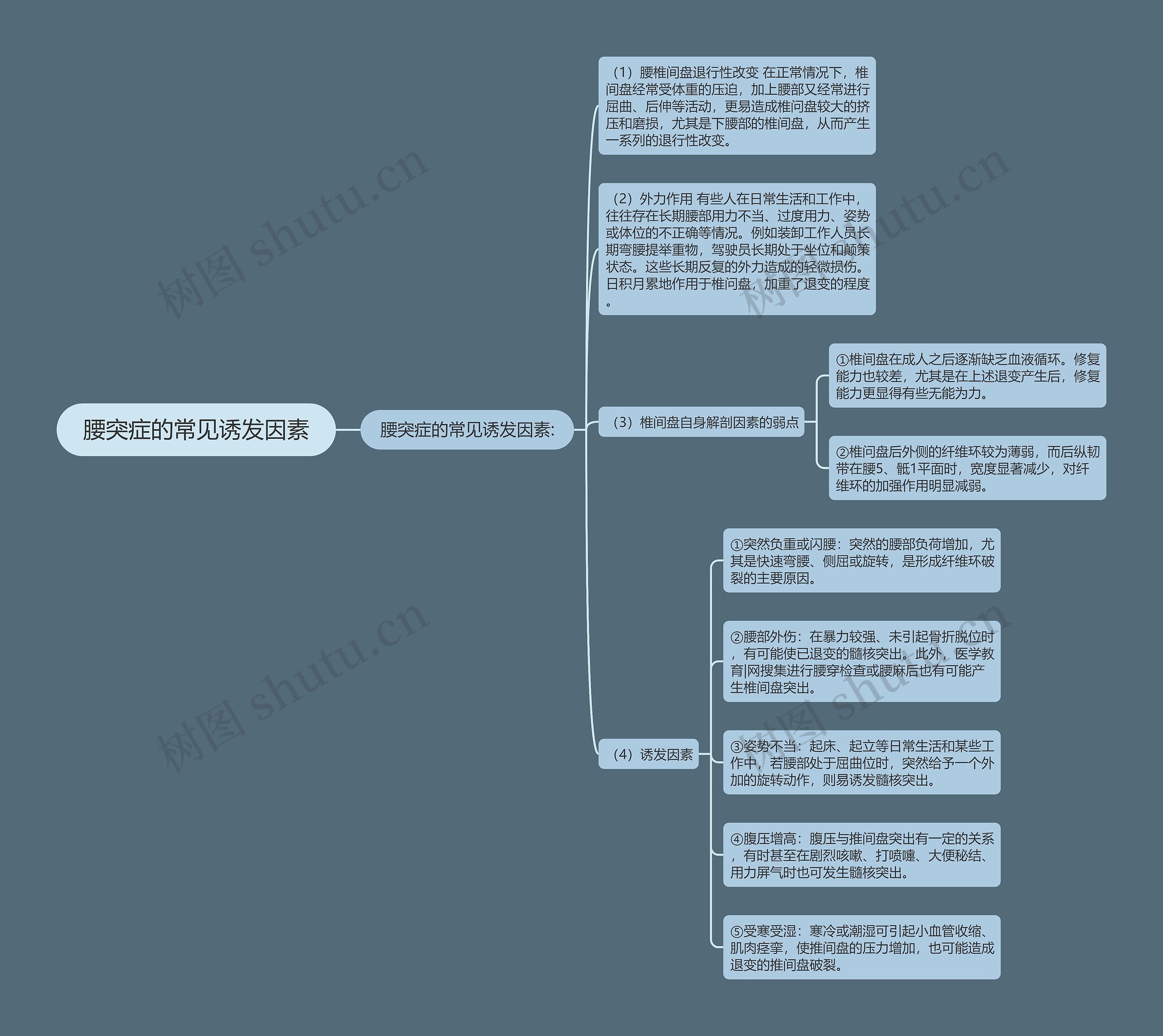 腰突症的常见诱发因素思维导图