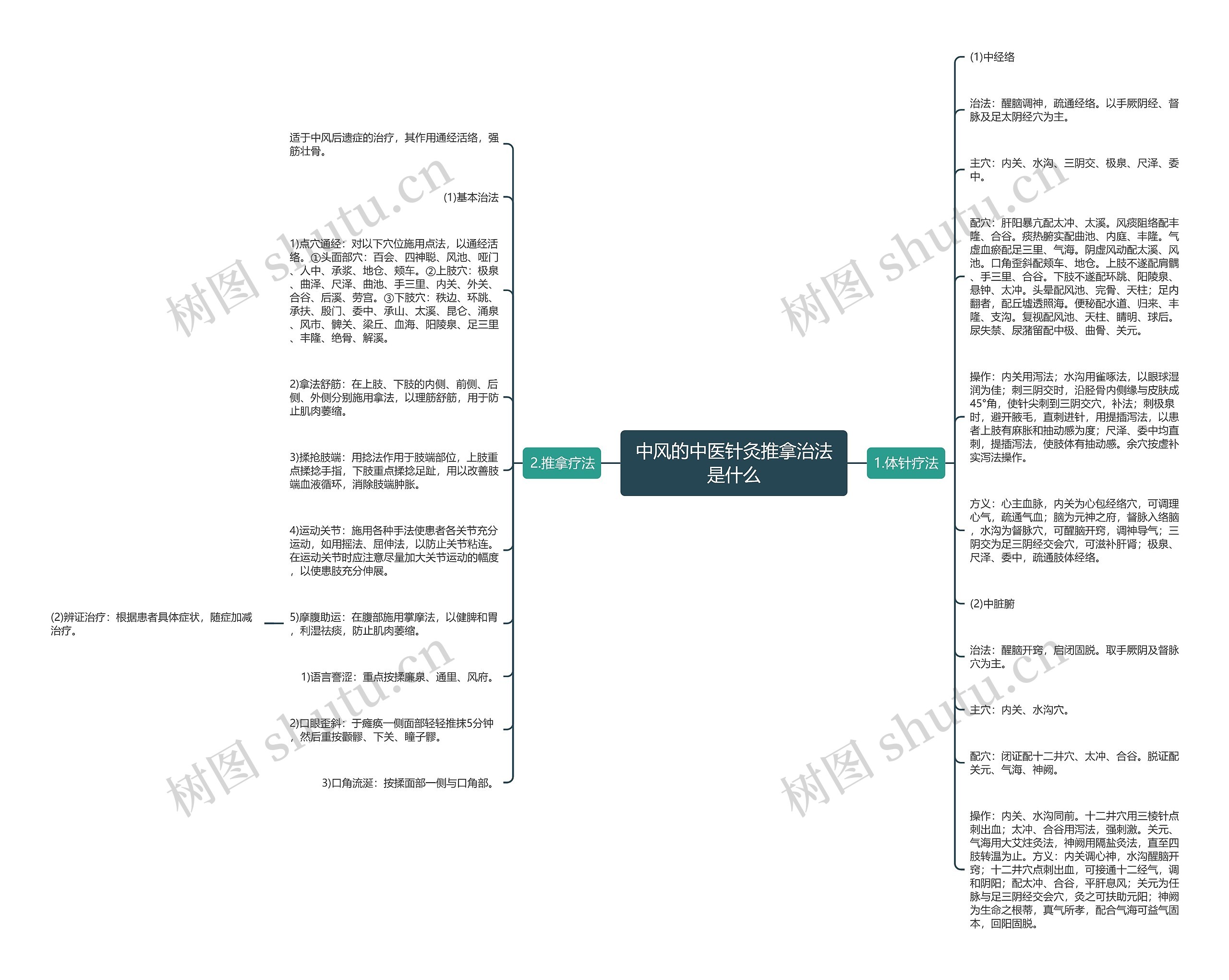 中风的中医针灸推拿治法是什么思维导图
