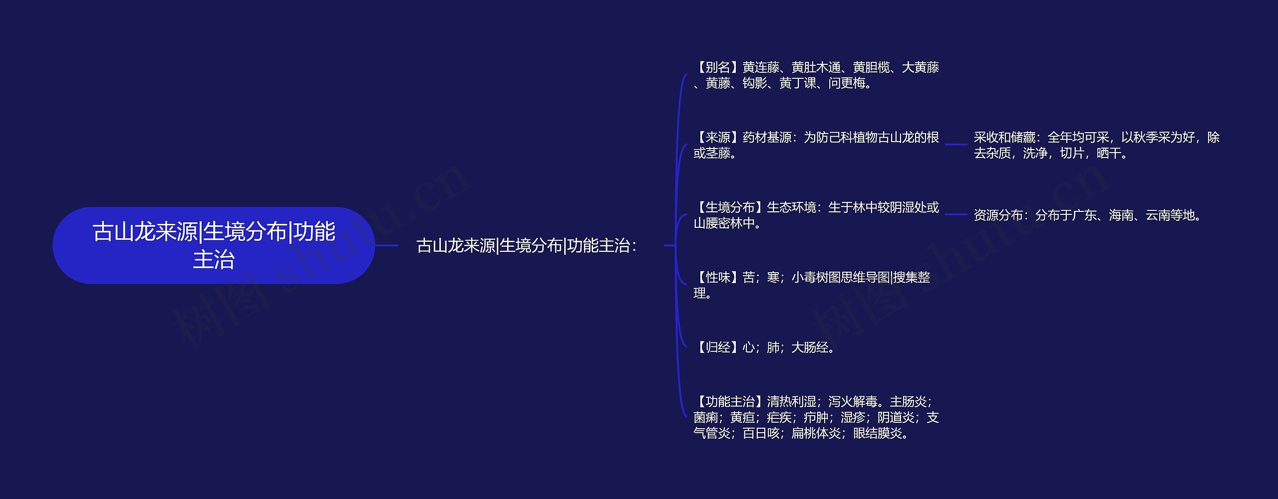 古山龙来源|生境分布|功能主治思维导图
