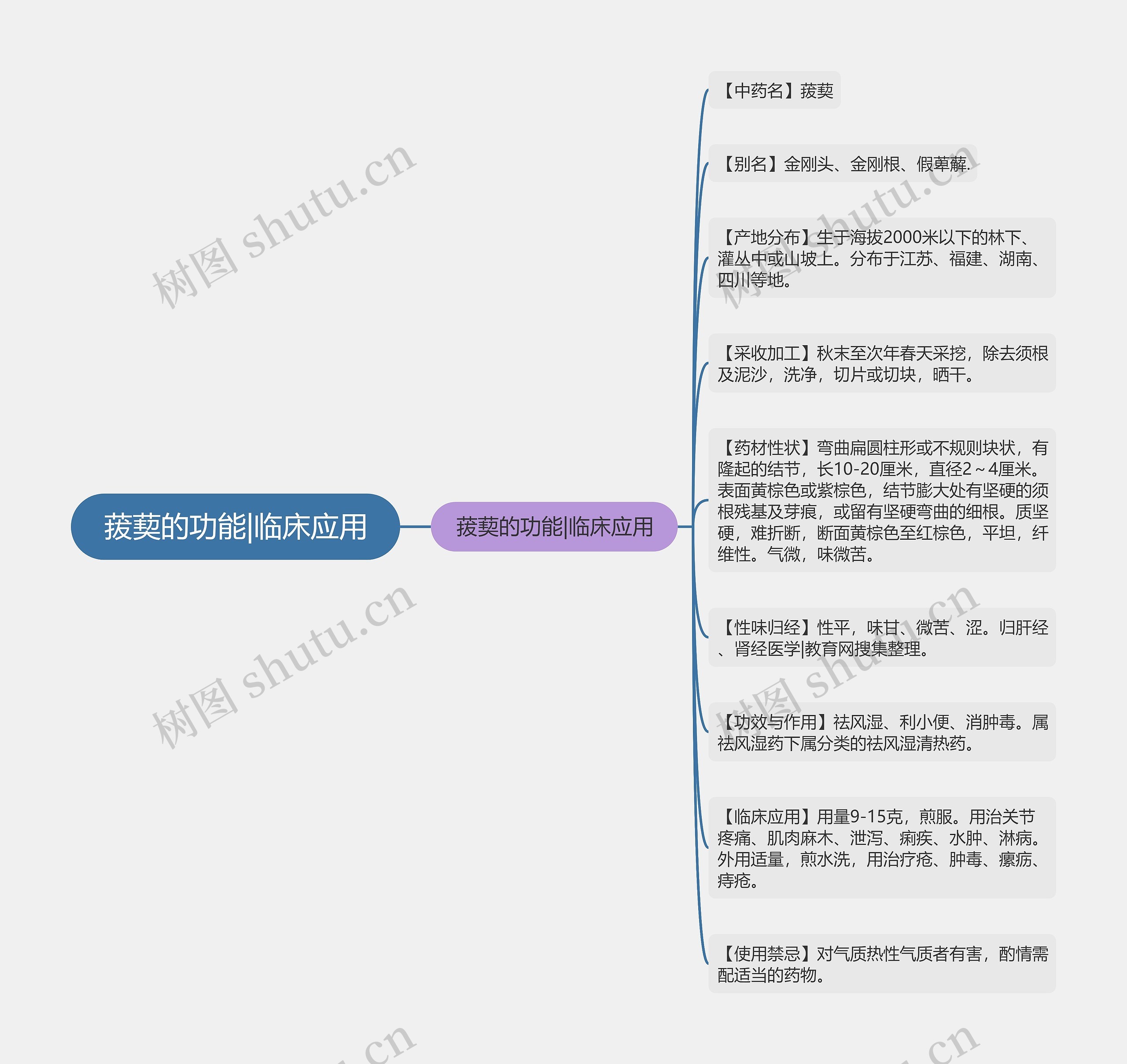 菝葜的功能|临床应用思维导图