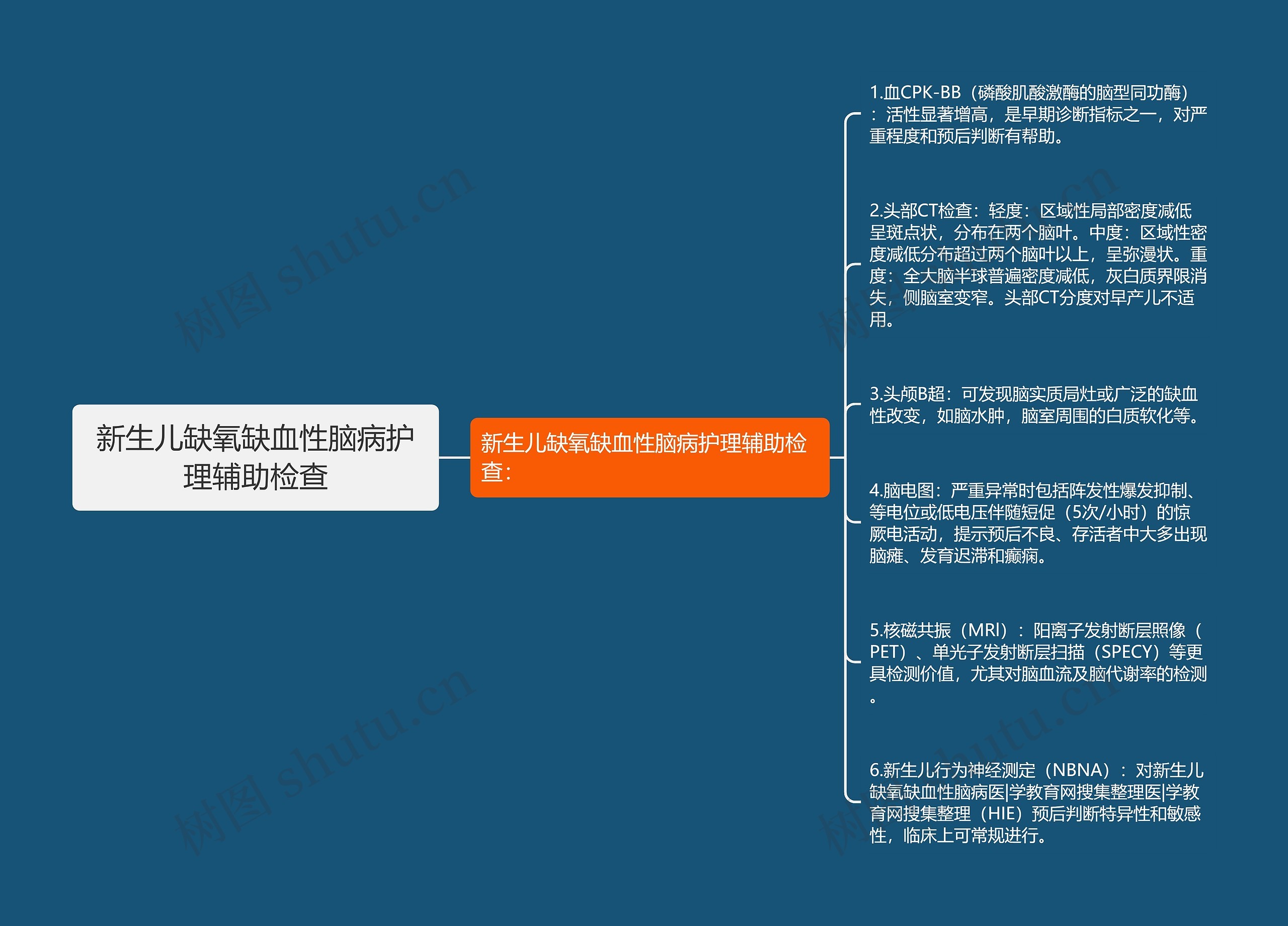 新生儿缺氧缺血性脑病护理辅助检查思维导图