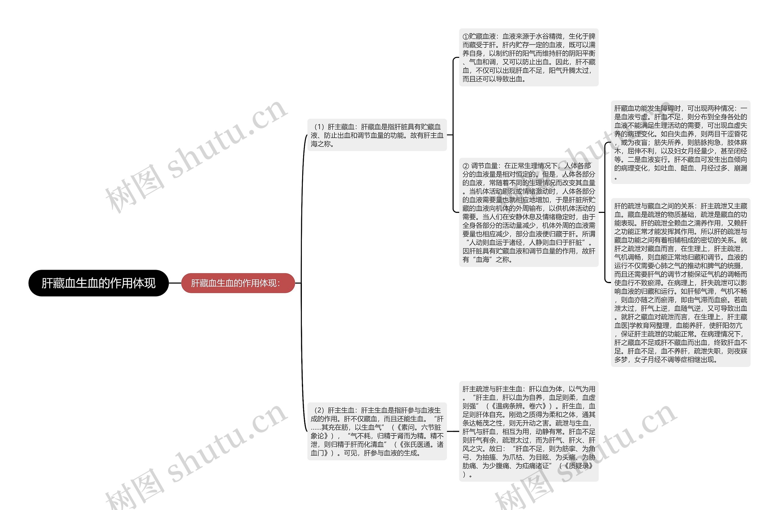 肝藏血生血的作用体现思维导图