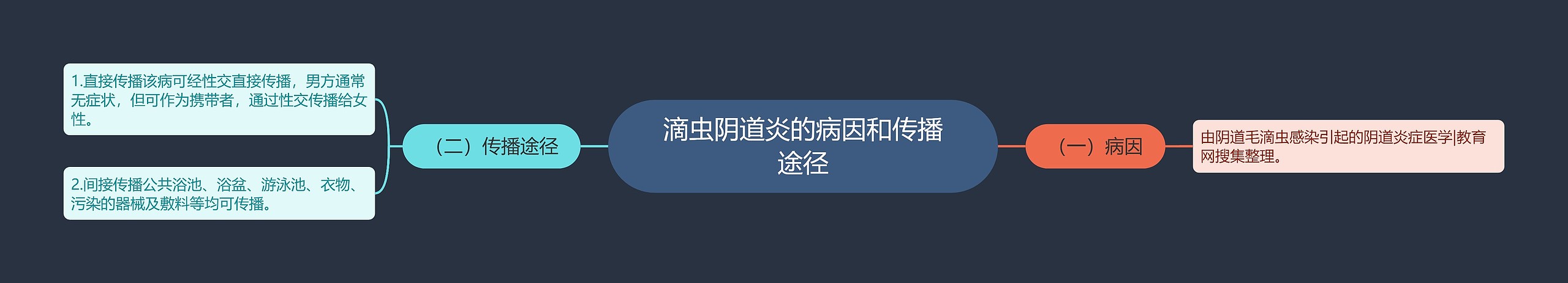 滴虫阴道炎的病因和传播途径思维导图