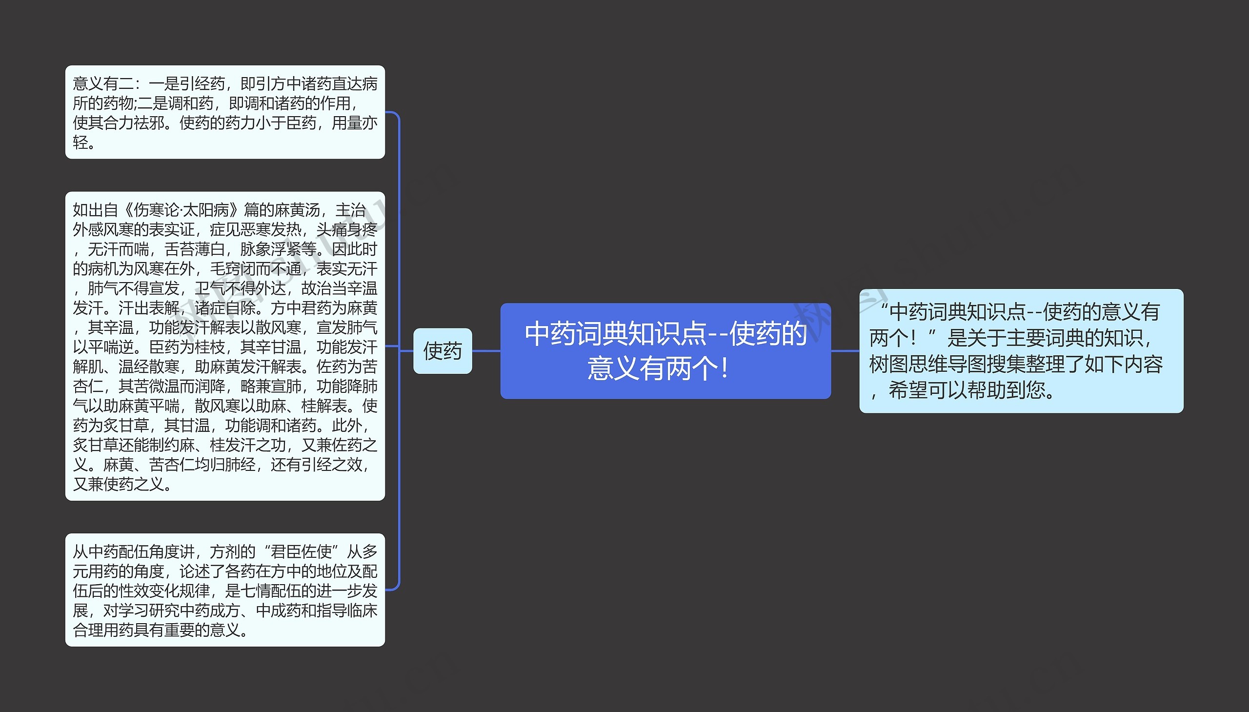 中药词典知识点--使药的意义有两个！思维导图