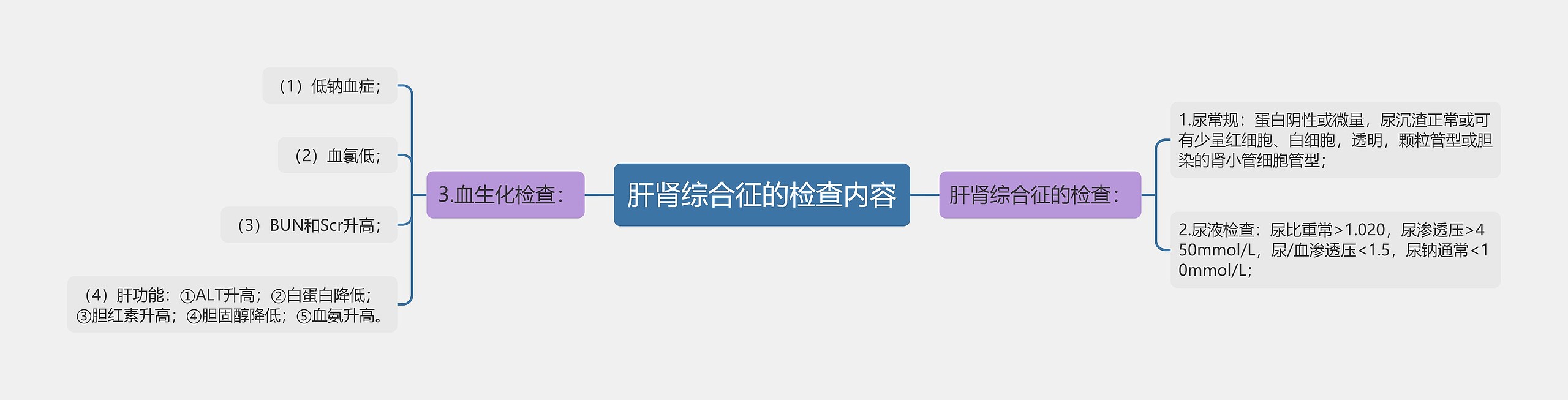 肝肾综合征的检查内容思维导图