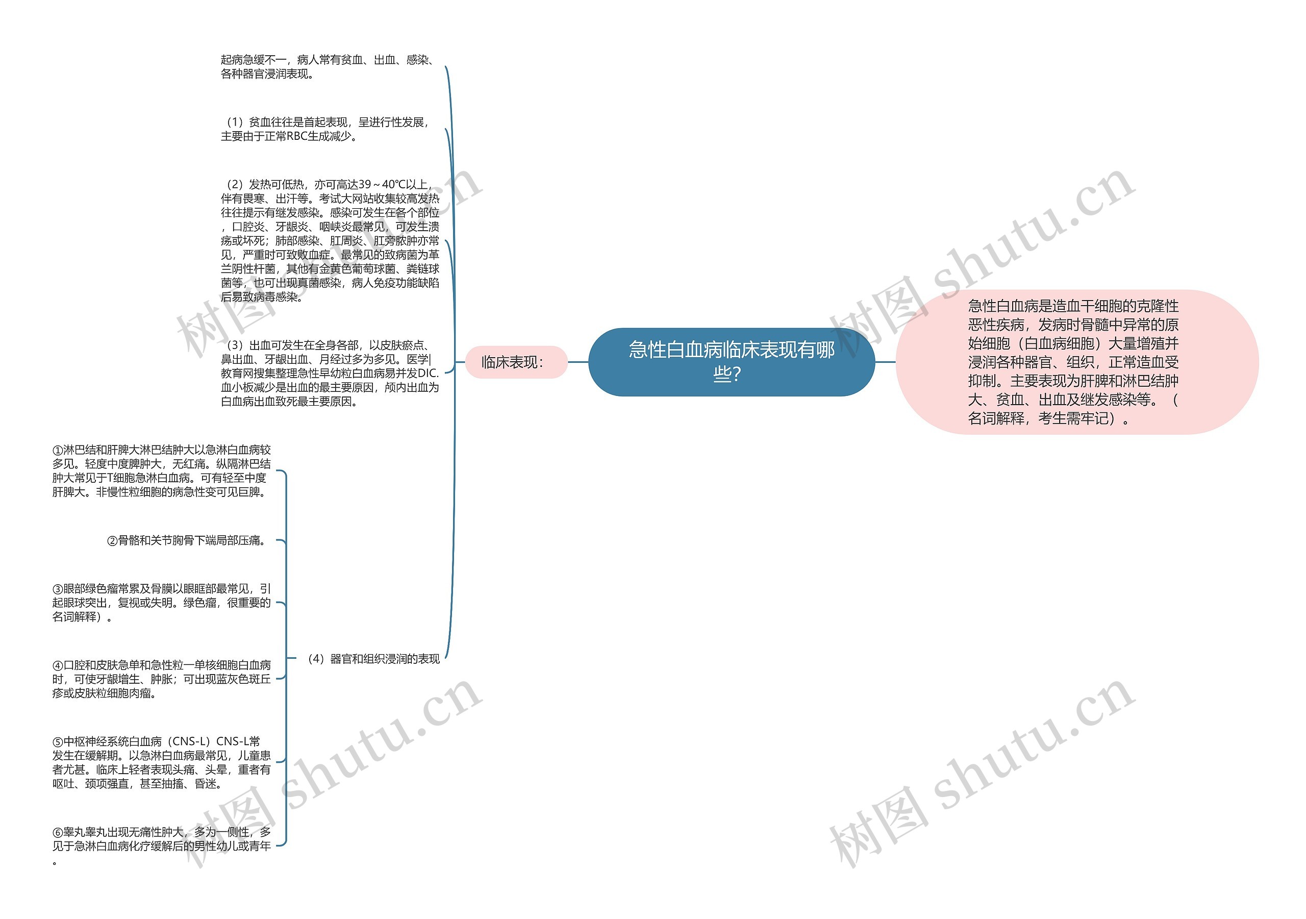 急性白血病临床表现有哪些？思维导图