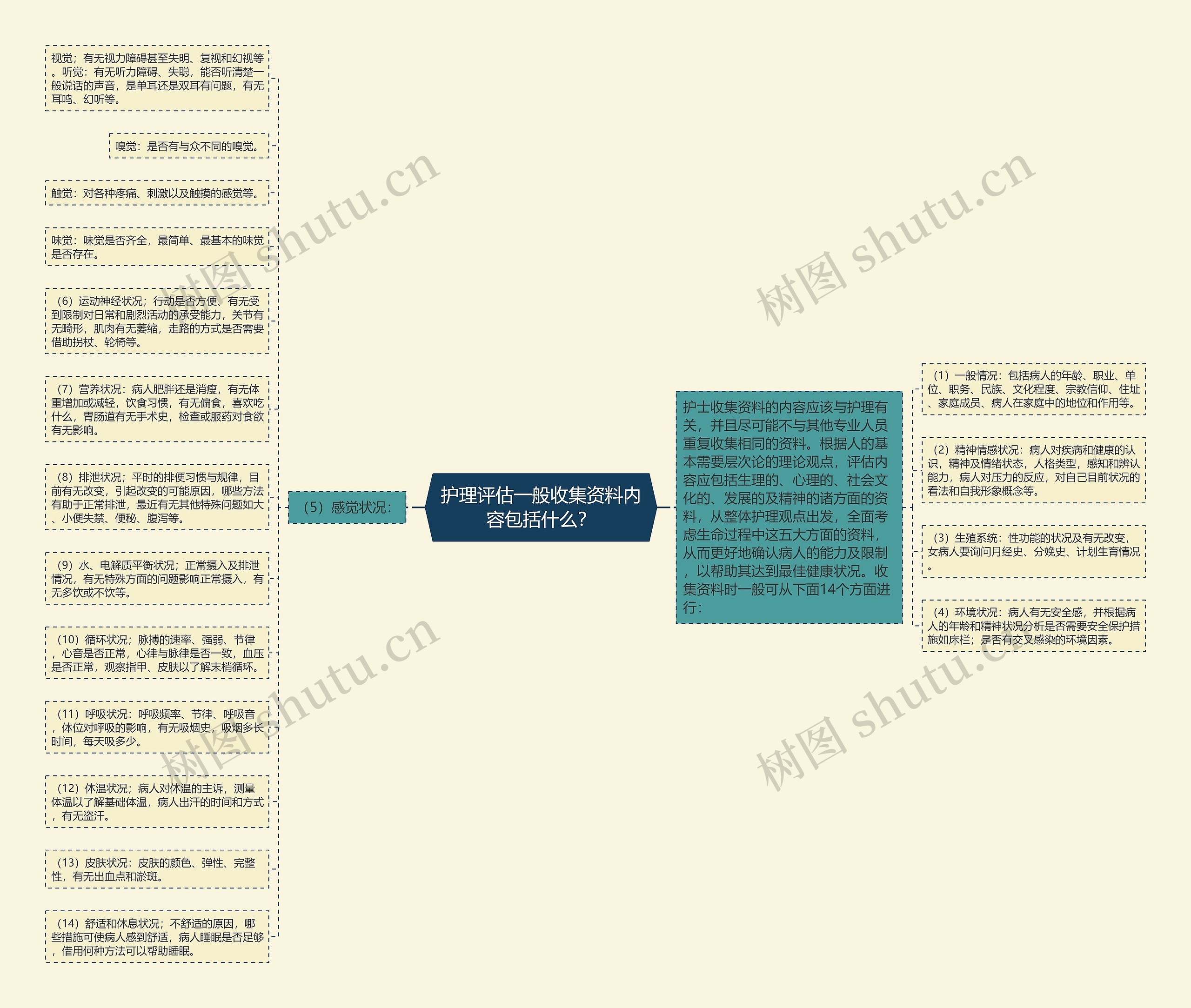 护理评估一般收集资料内容包括什么？思维导图