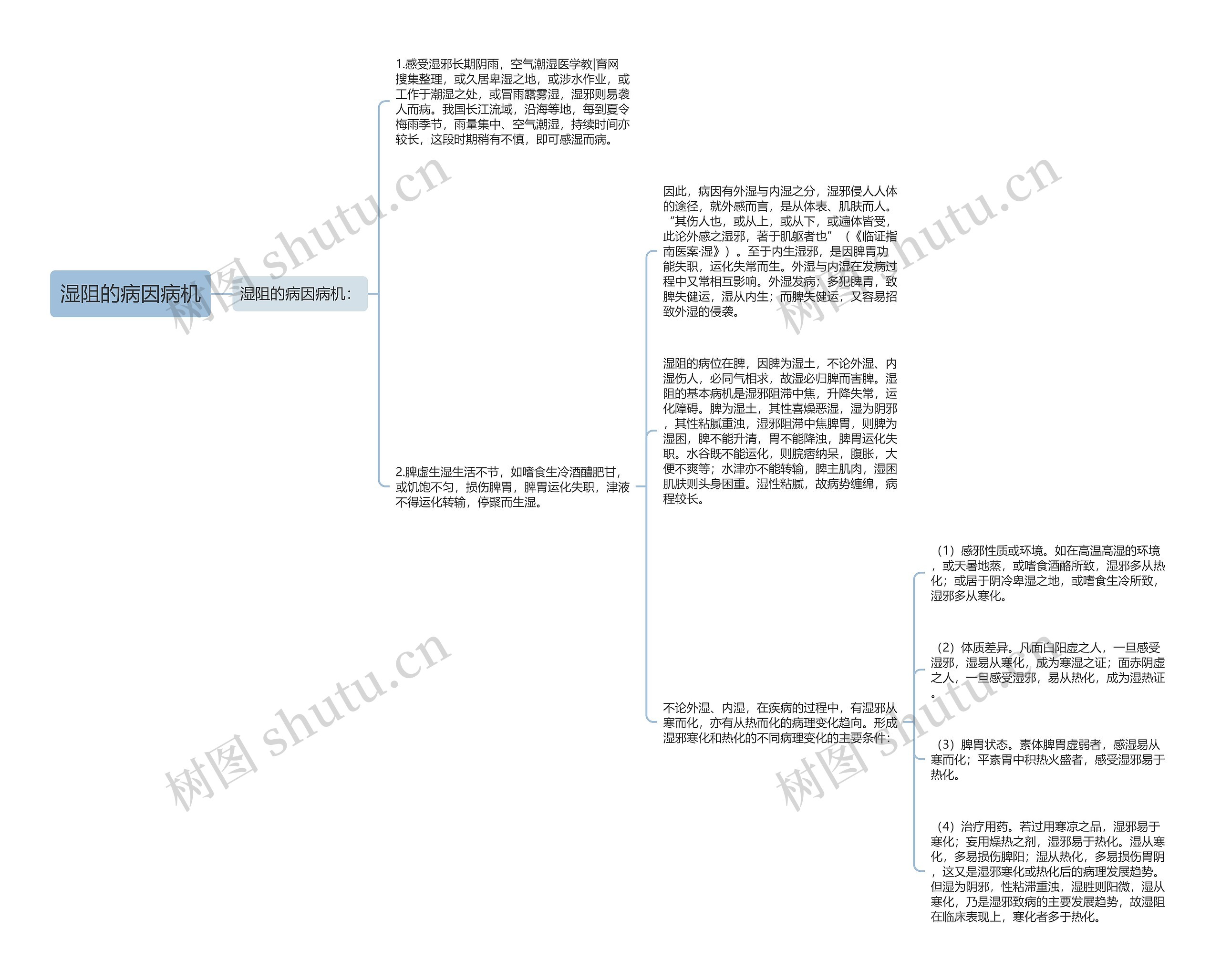 湿阻的病因病机思维导图