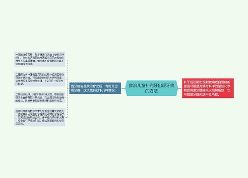 救治儿童补完牙出现牙痛的方法