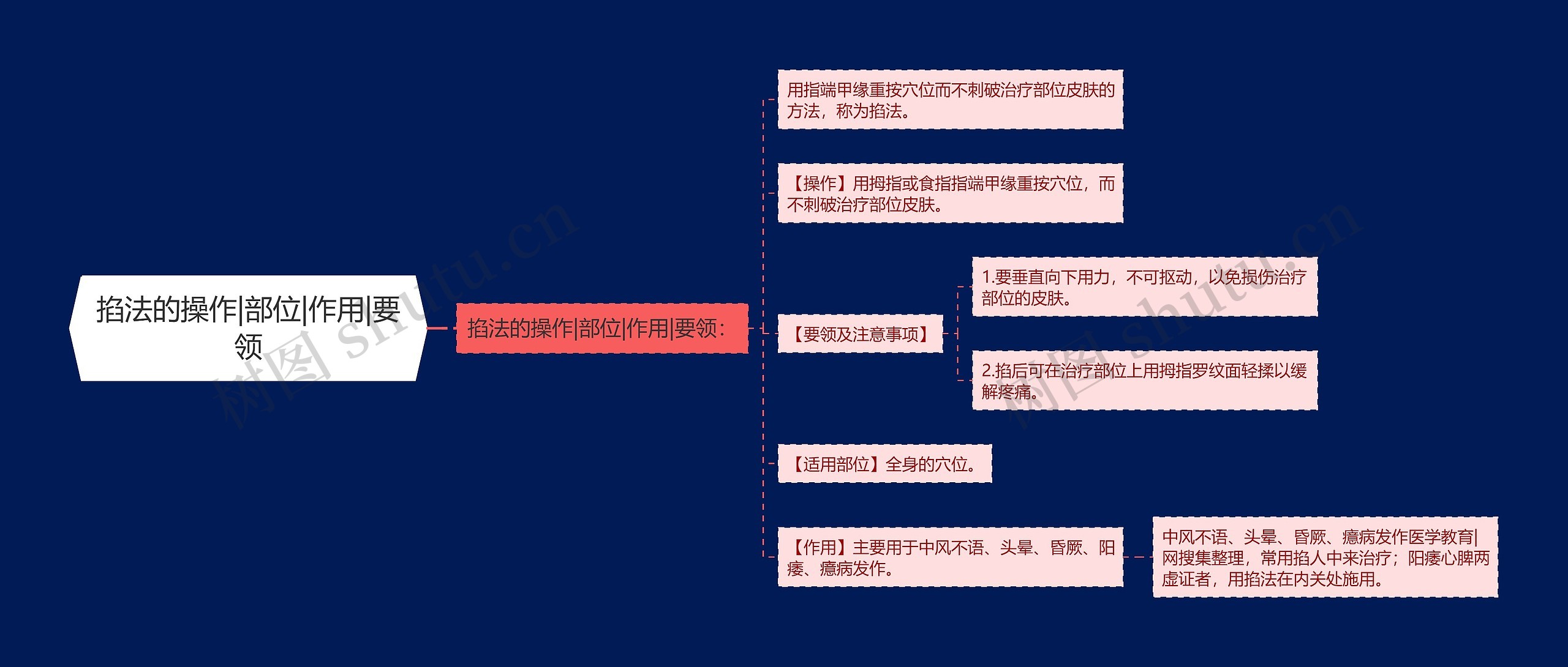 掐法的操作|部位|作用|要领思维导图