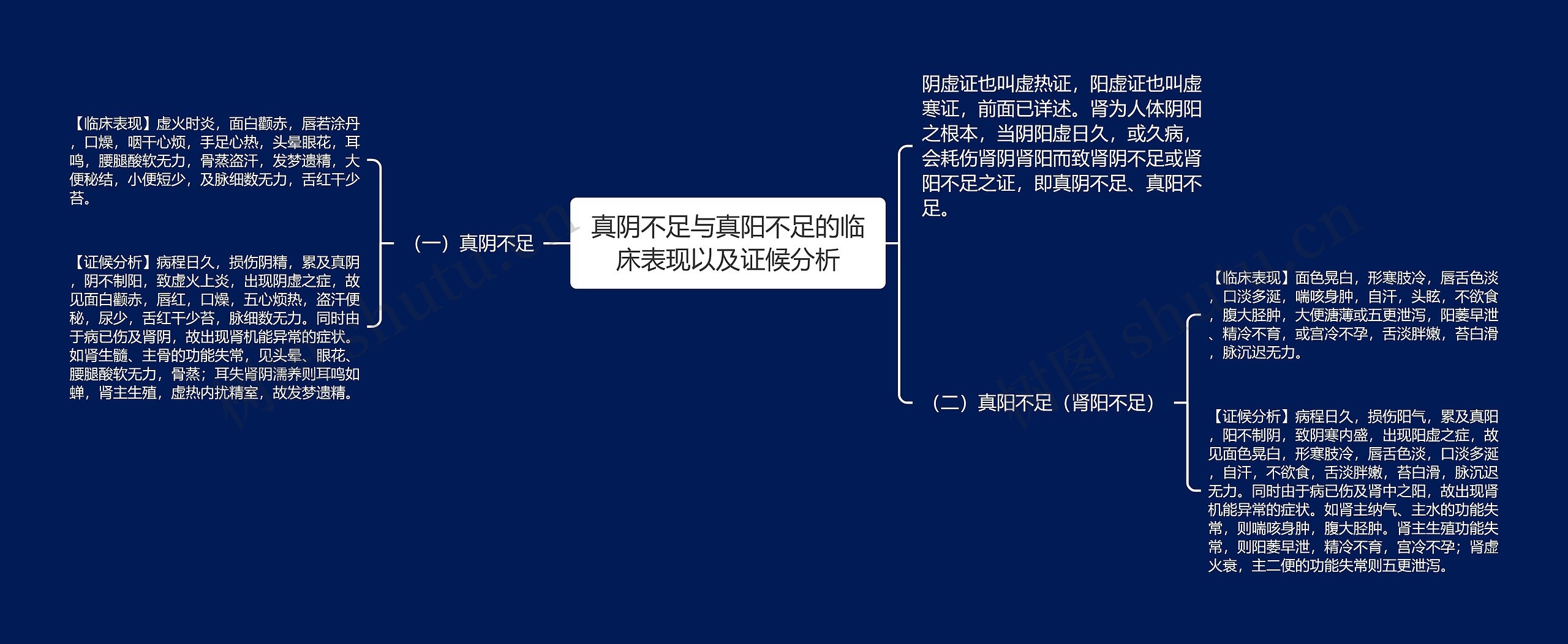 真阴不足与真阳不足的临床表现以及证候分析思维导图