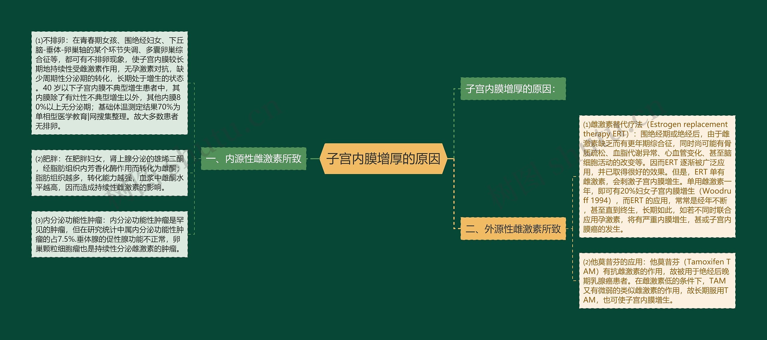 子宫内膜增厚的原因思维导图