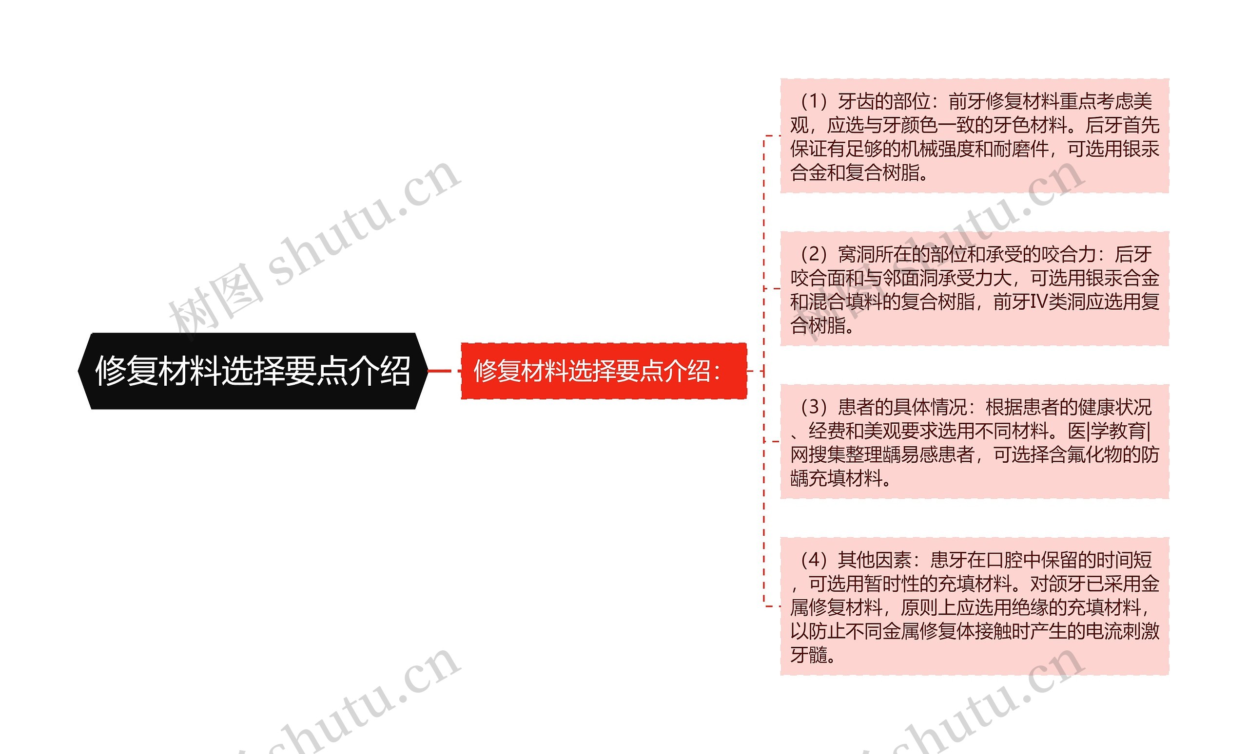 修复材料选择要点介绍思维导图