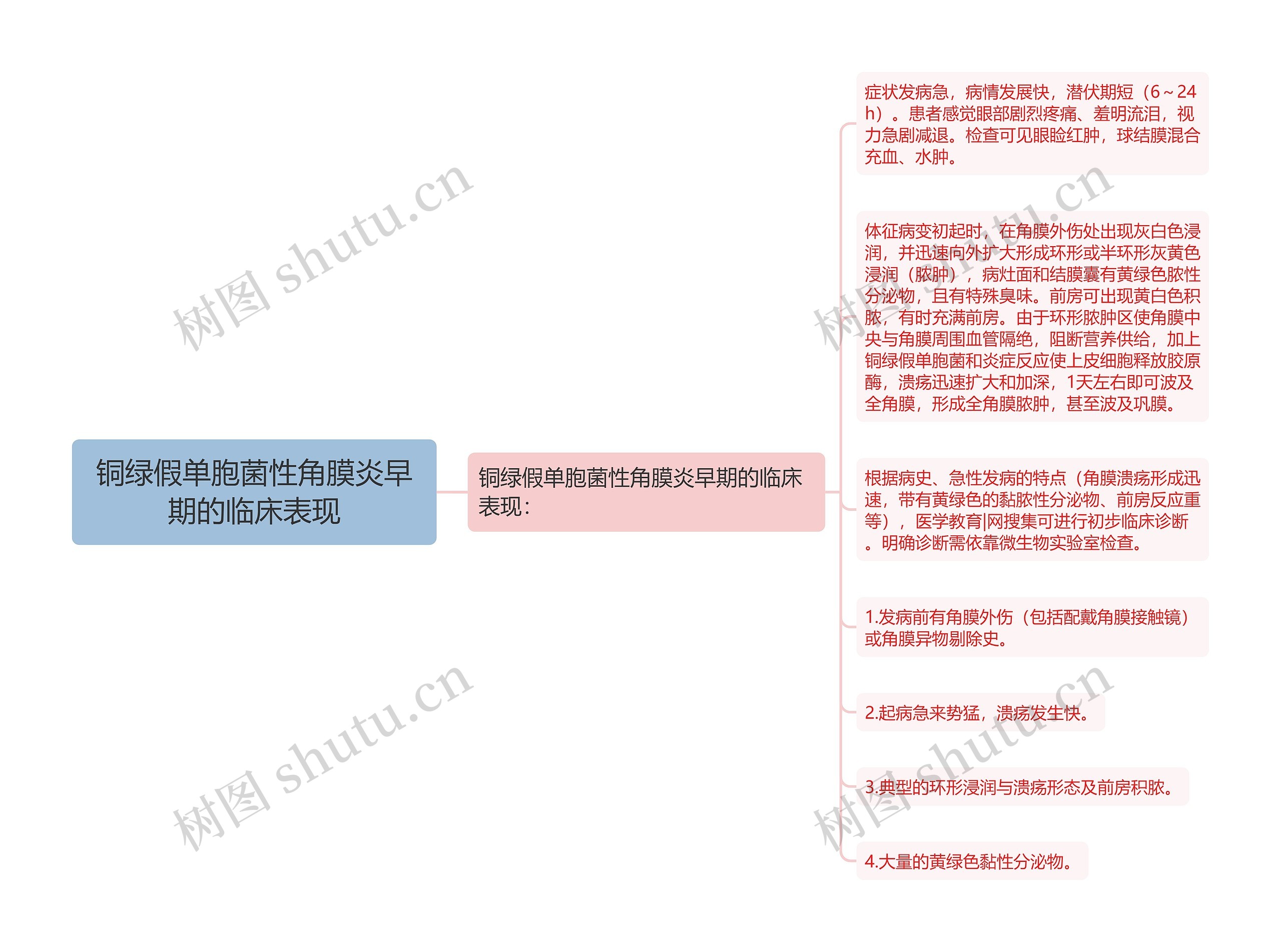 铜绿假单胞菌性角膜炎早期的临床表现思维导图