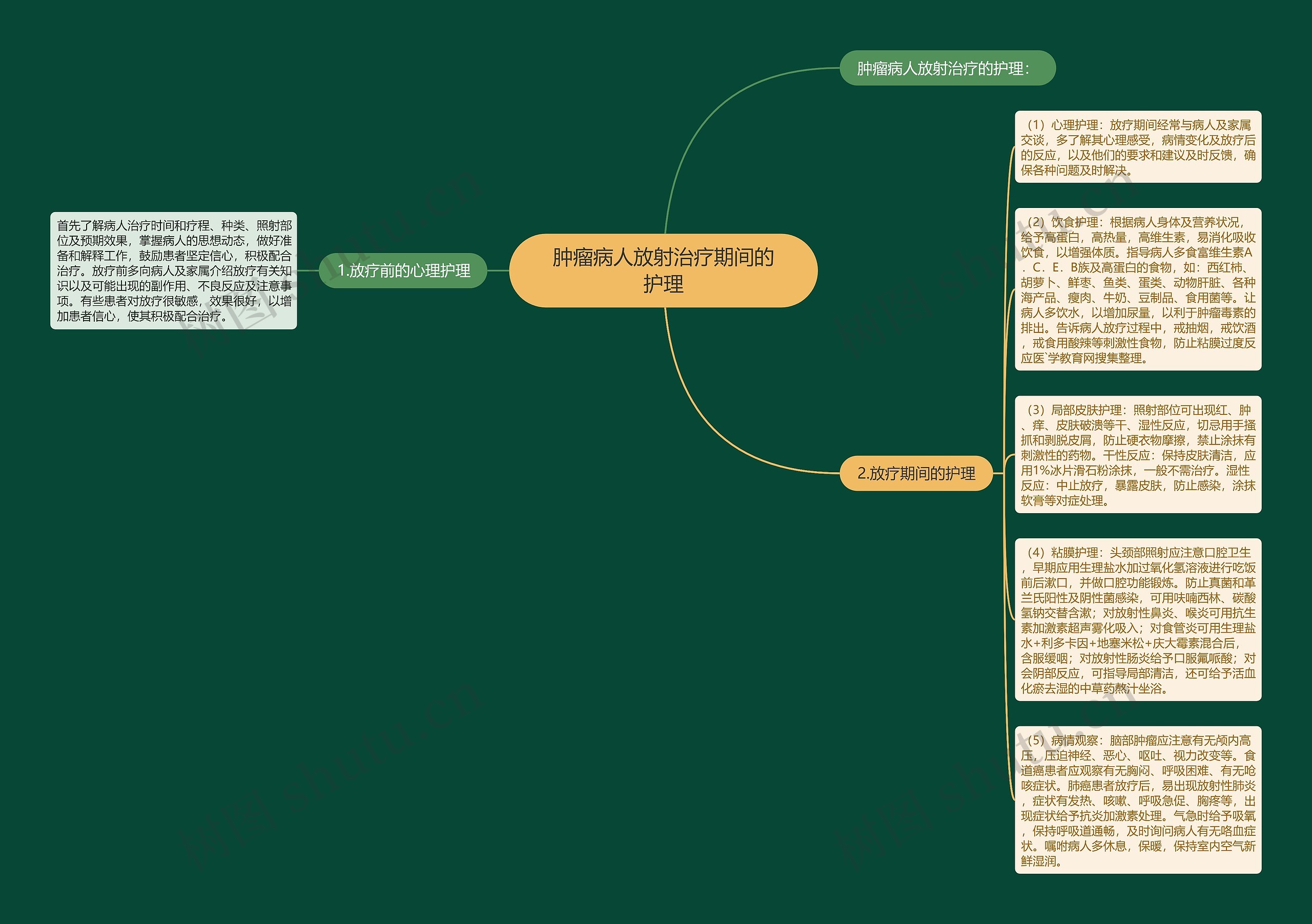 肿瘤病人放射治疗期间的护理思维导图