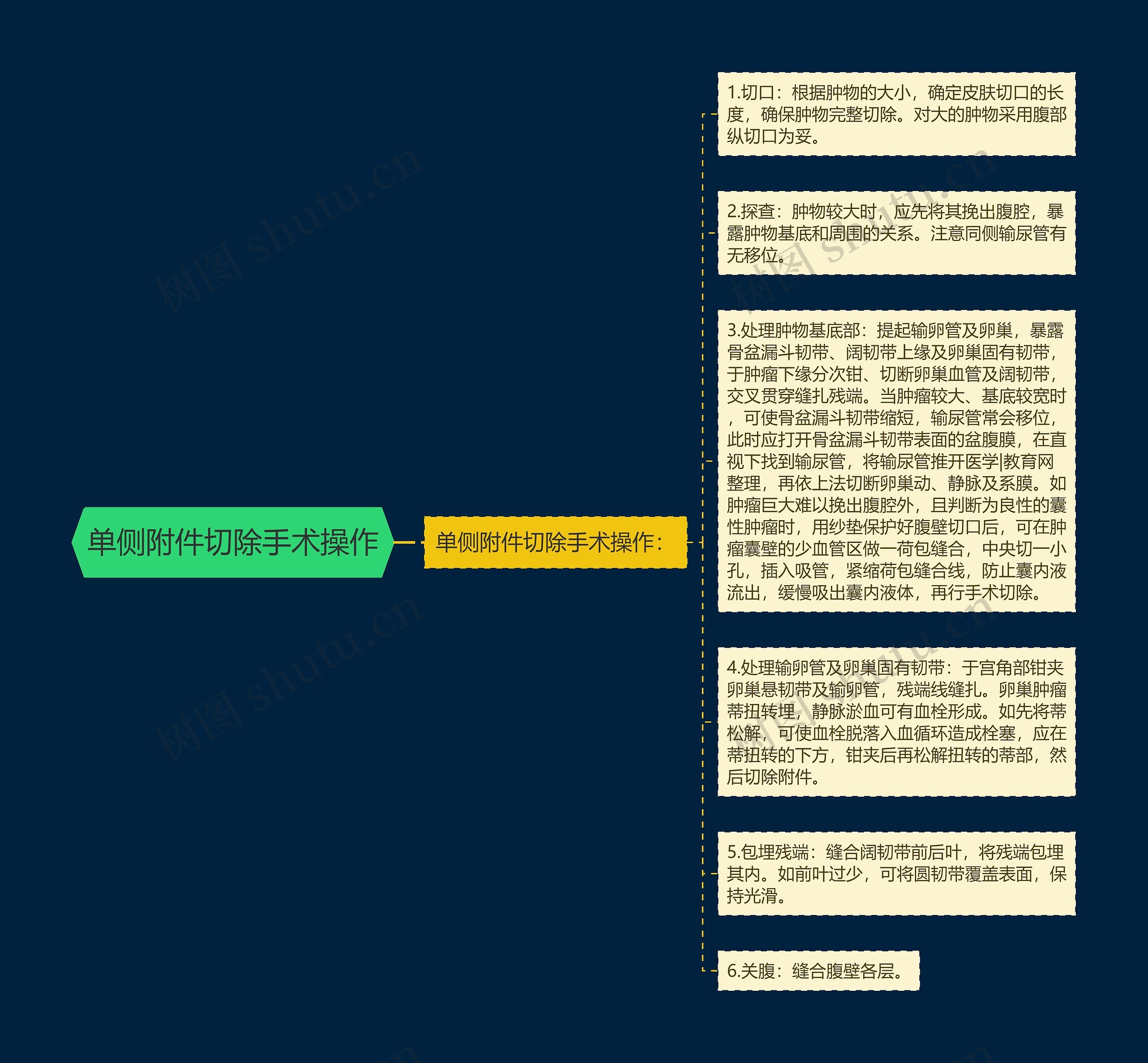 单侧附件切除手术操作思维导图