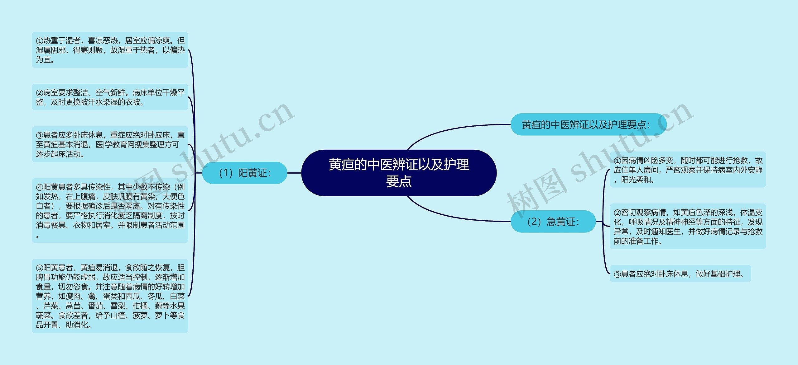 黄疸的中医辨证以及护理要点思维导图