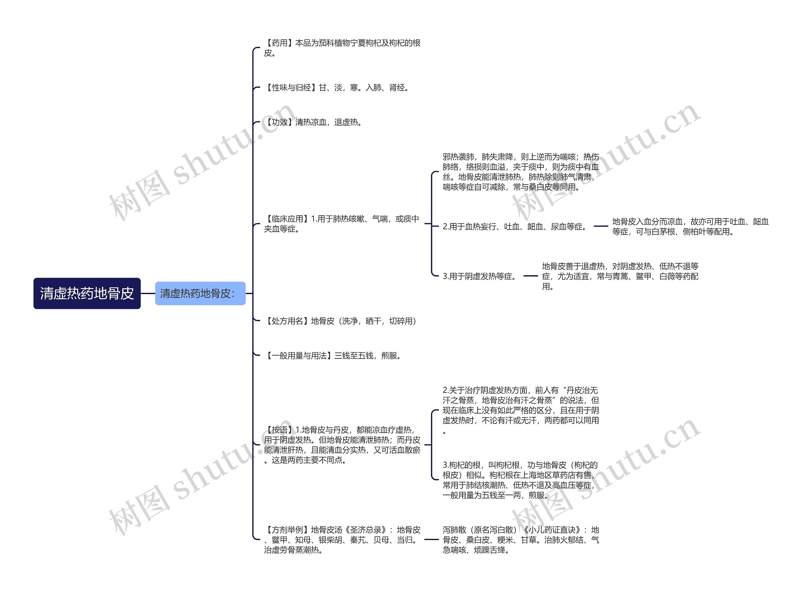 清虚热药地骨皮思维导图