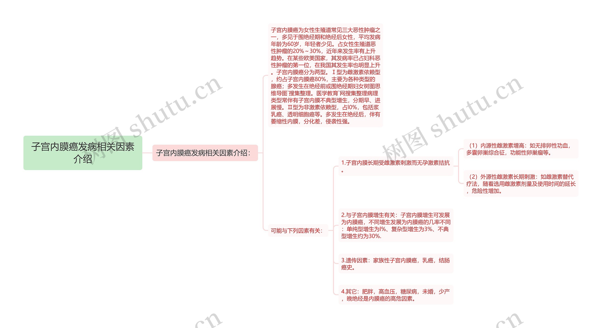 子宫内膜癌发病相关因素介绍思维导图