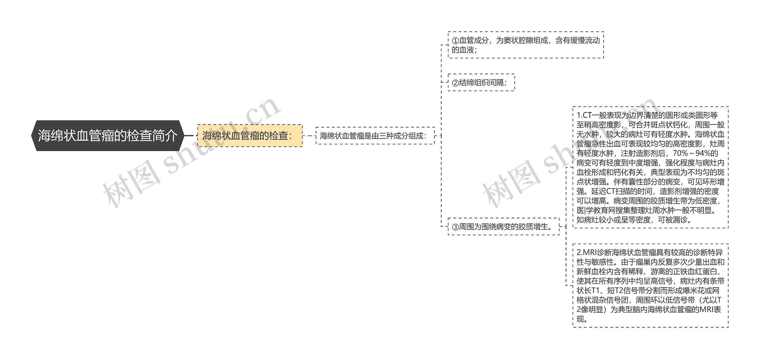海绵状血管瘤的检查简介思维导图