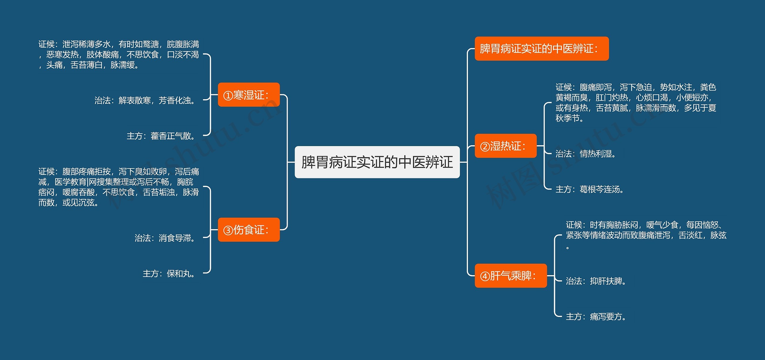 脾胃病证实证的中医辨证思维导图